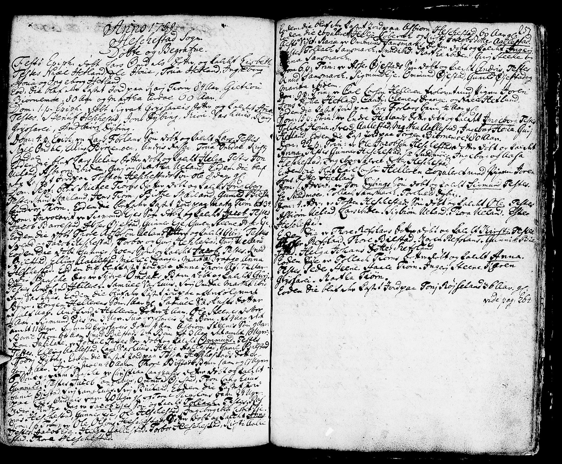 Helleland sokneprestkontor, SAST/A-101810: Ministerialbok nr. A 1 /3, 1713-1761, s. 257