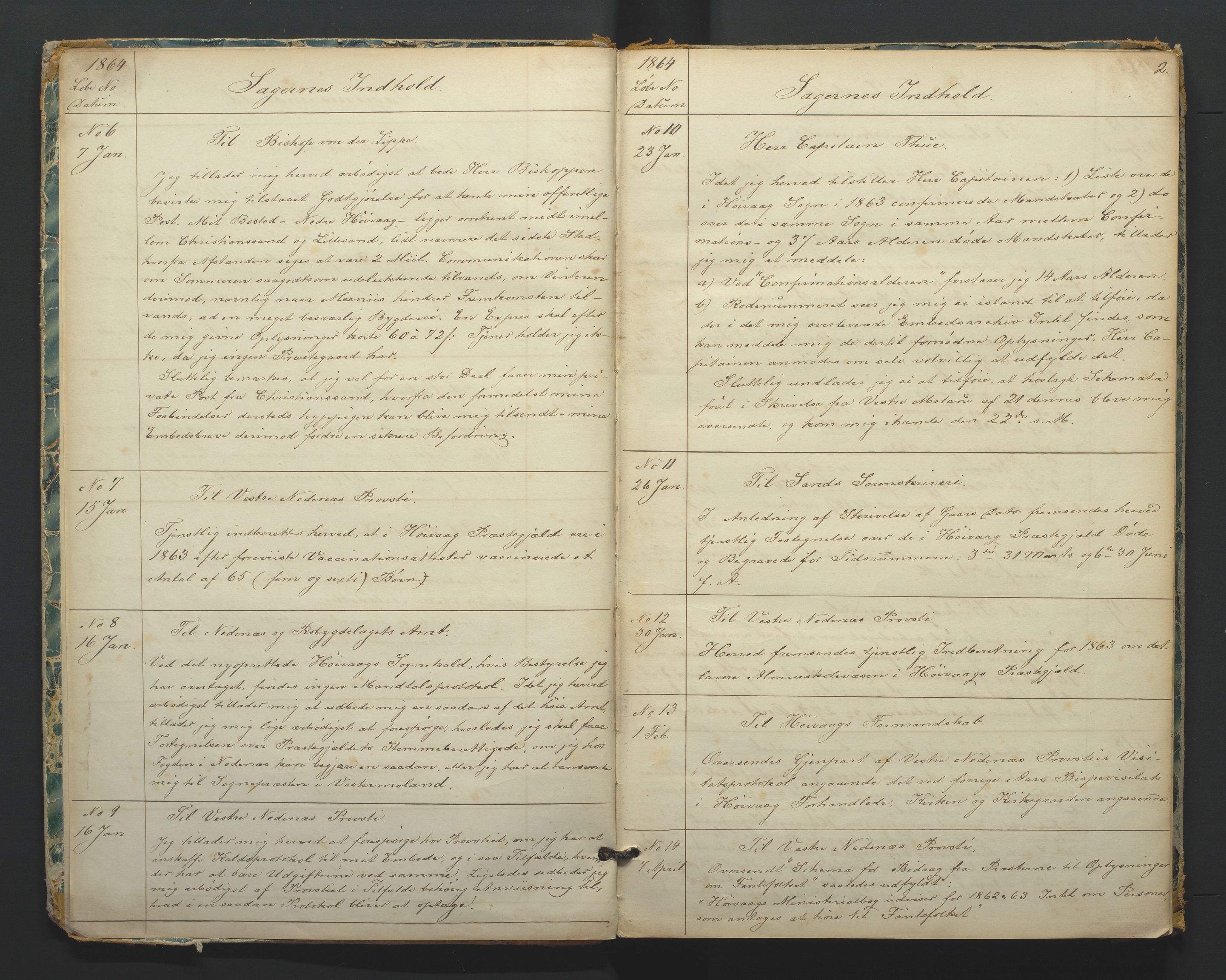 Høvåg sokneprestkontor, AV/SAK-1111-0025/B/Ba/L0001: I.2.A.1 - Kopibok, 1864-1900