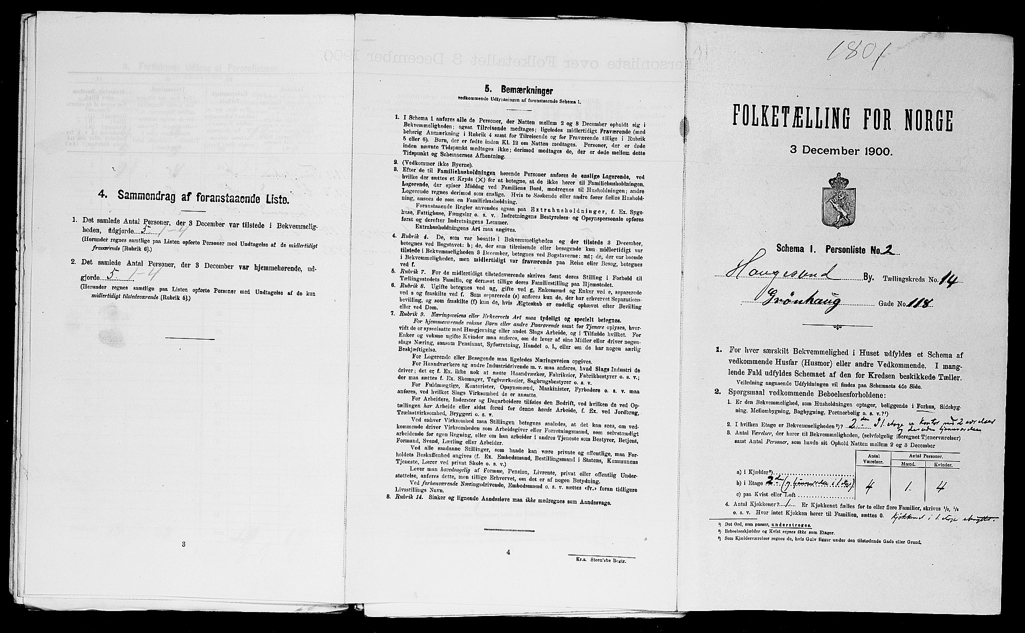 SAST, Folketelling 1900 for 1106 Haugesund kjøpstad, 1900, s. 2255