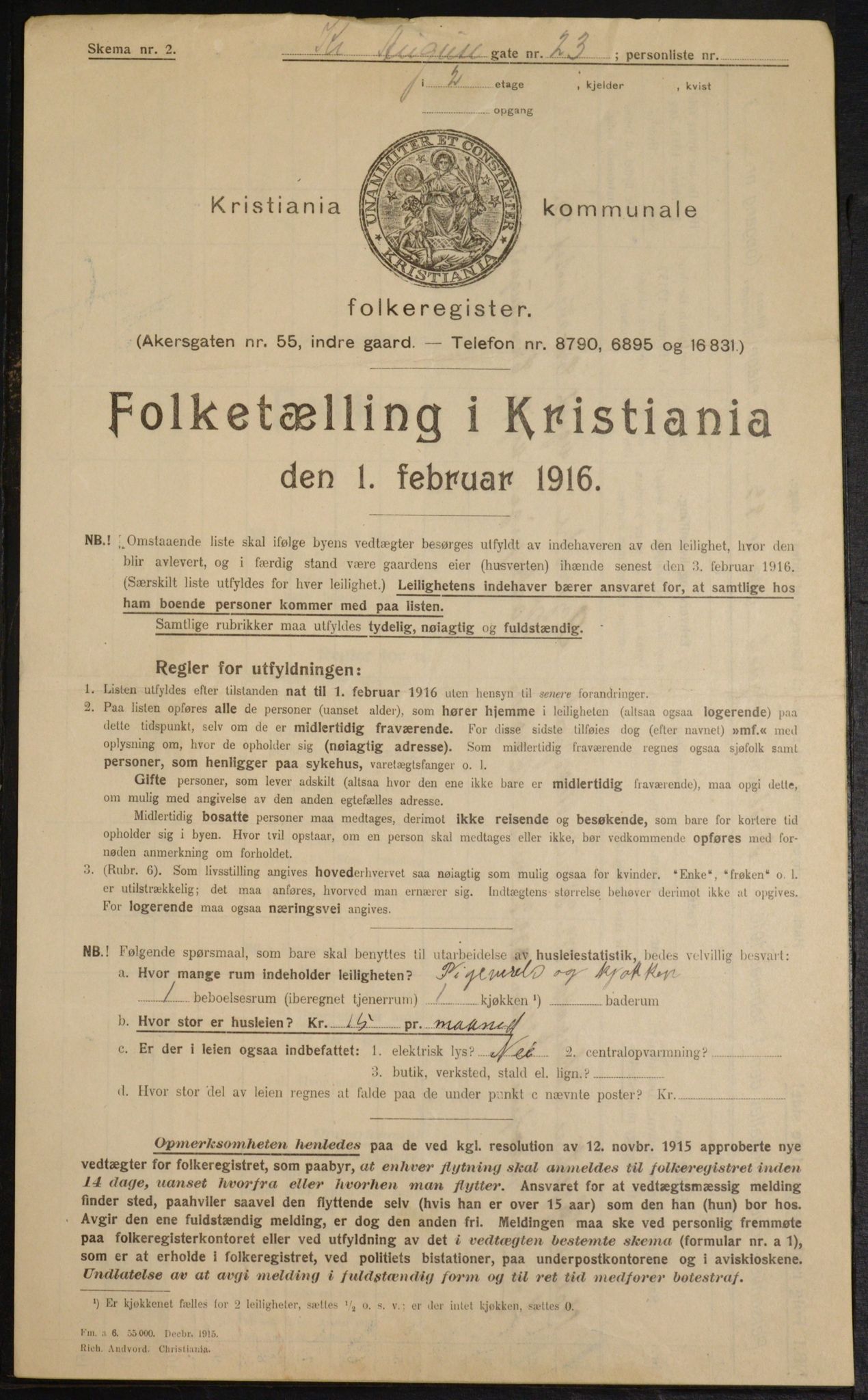 OBA, Kommunal folketelling 1.2.1916 for Kristiania, 1916, s. 55276