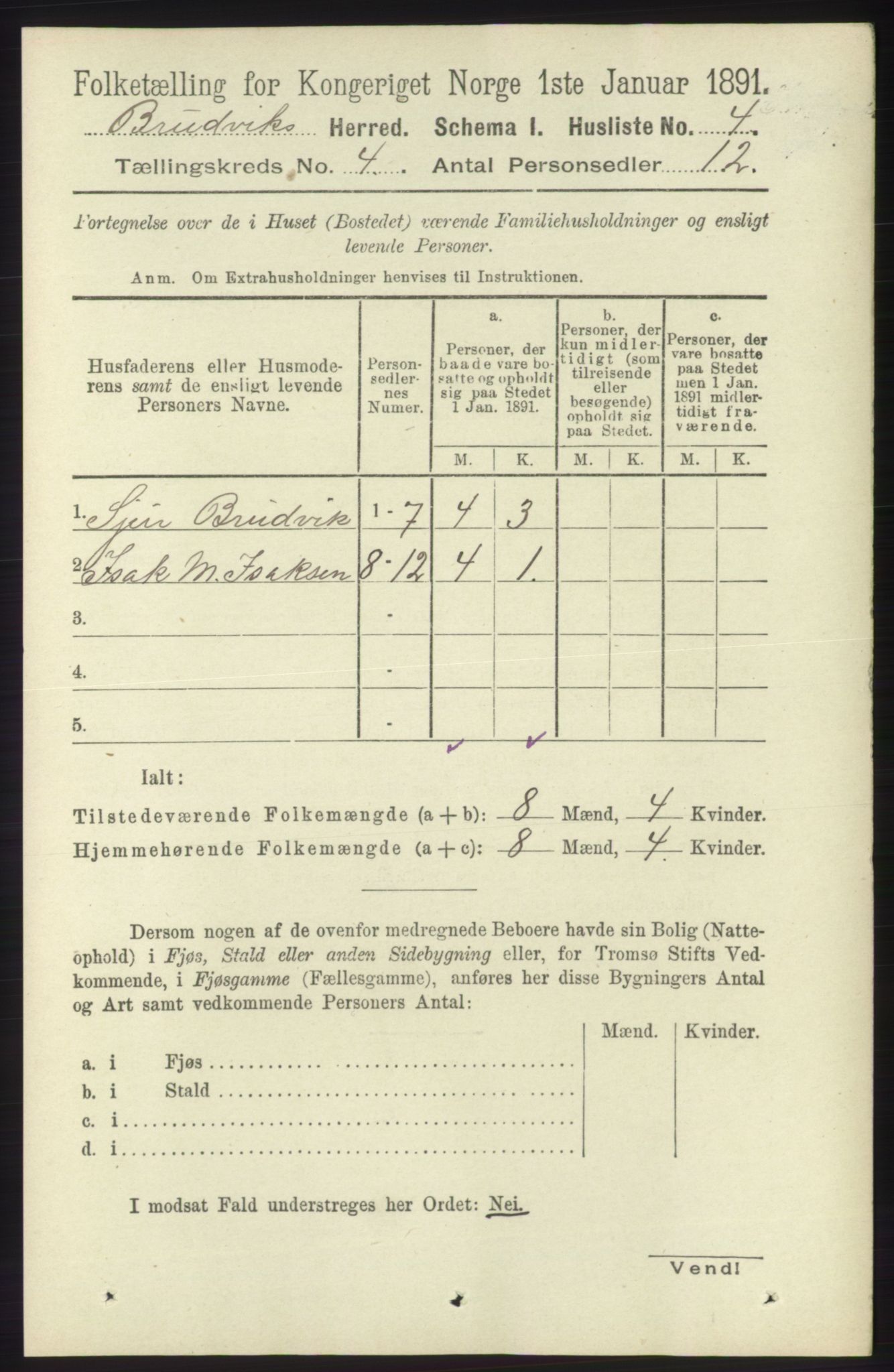 RA, Folketelling 1891 for 1251 Bruvik herred, 1891, s. 981