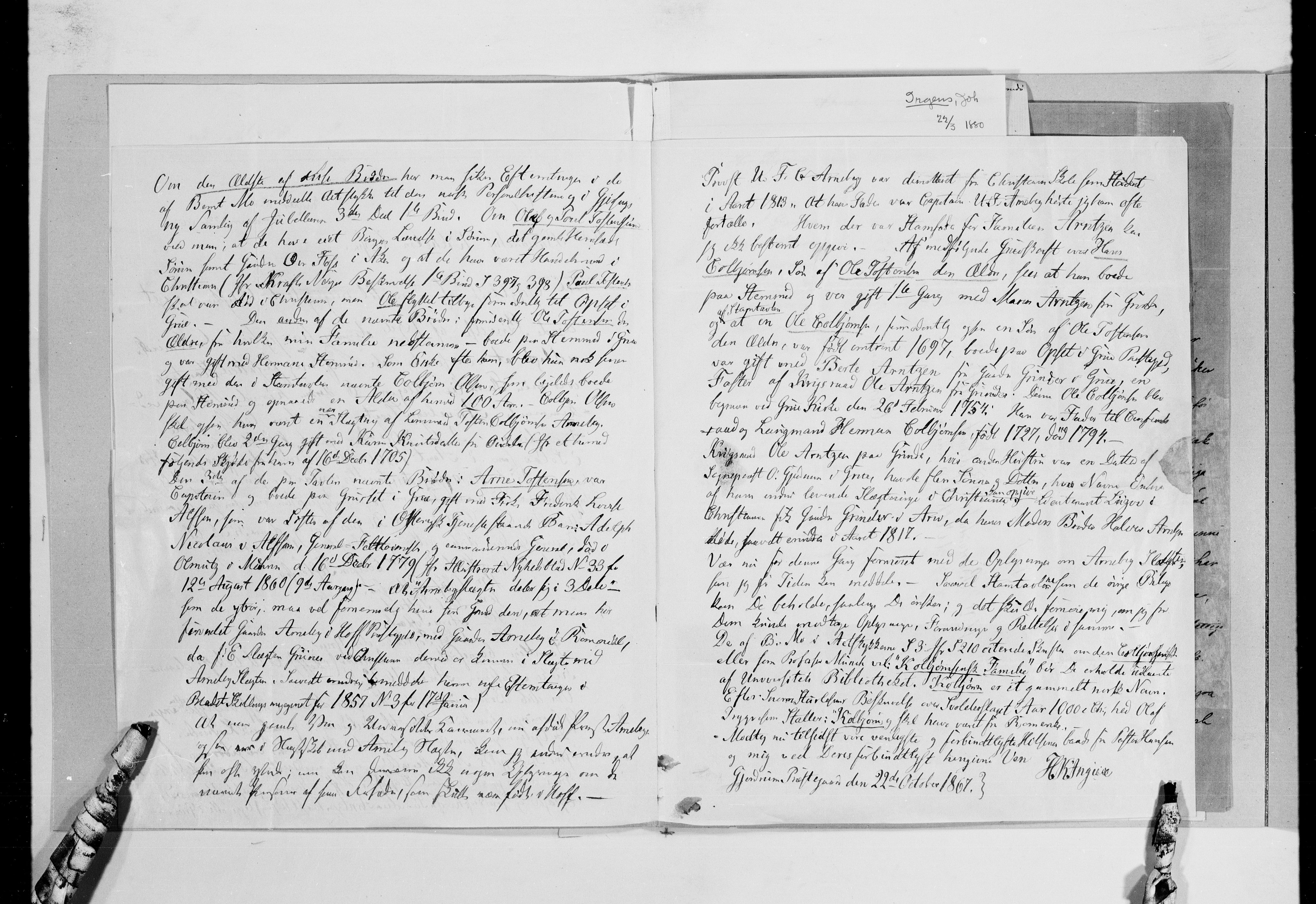 Lassens samlinger, AV/RA-PA-0051/G/L0098: Alfabetisk ordnede brev til Wilhelm Lassen: Hagemann - Jørgensen, 1815-1907, s. 219