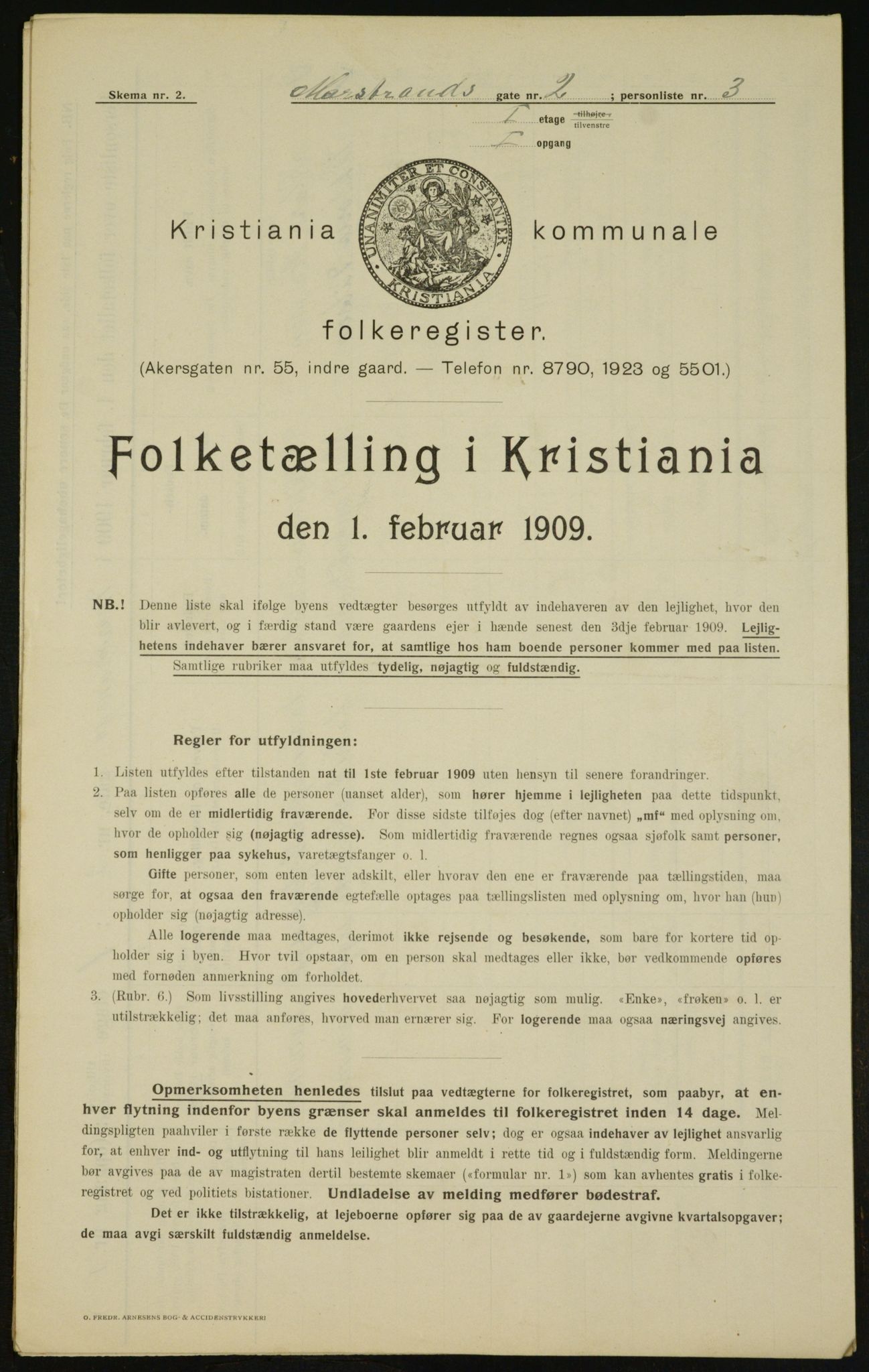 OBA, Kommunal folketelling 1.2.1909 for Kristiania kjøpstad, 1909, s. 58691