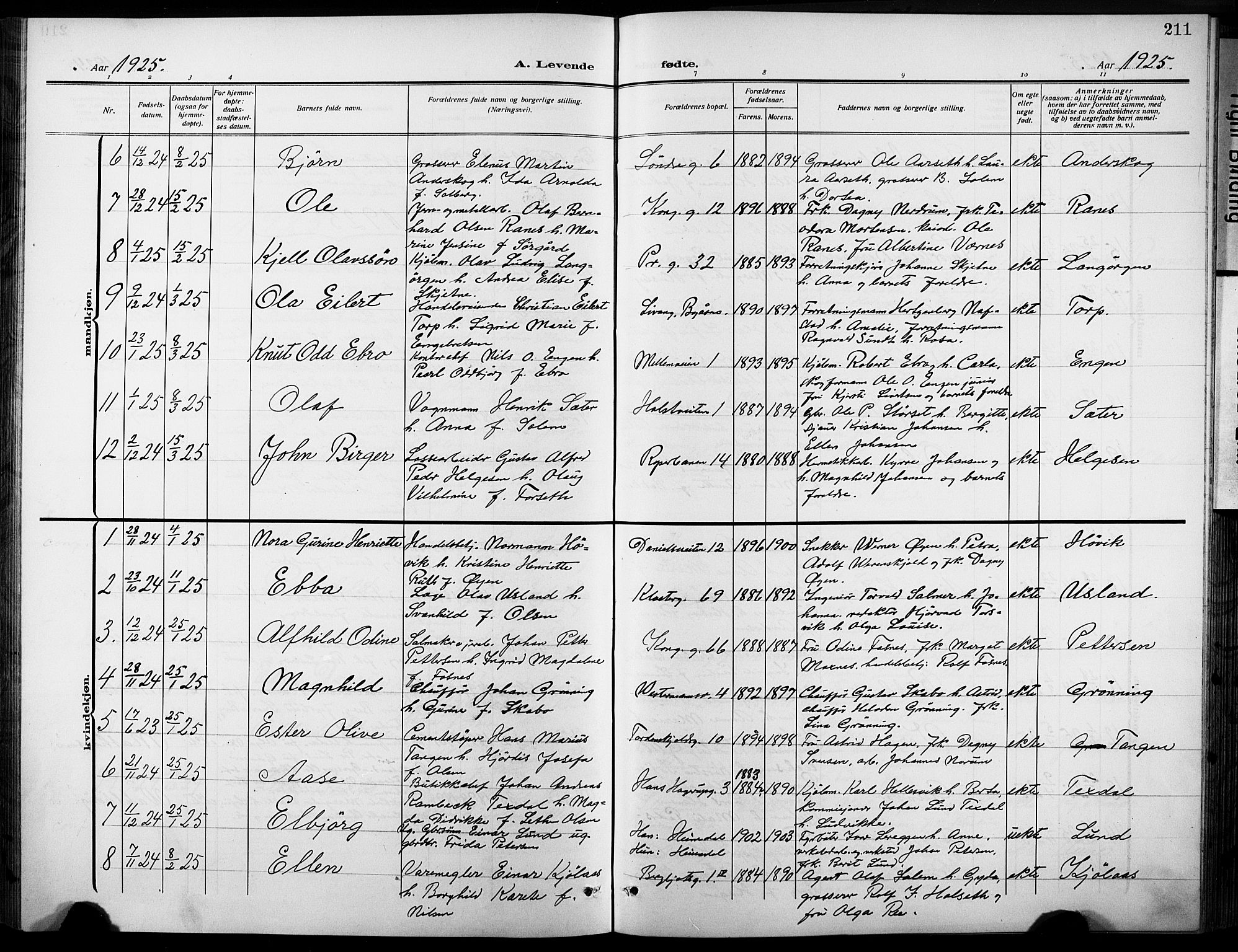 Ministerialprotokoller, klokkerbøker og fødselsregistre - Sør-Trøndelag, SAT/A-1456/601/L0096: Klokkerbok nr. 601C14, 1911-1931, s. 211