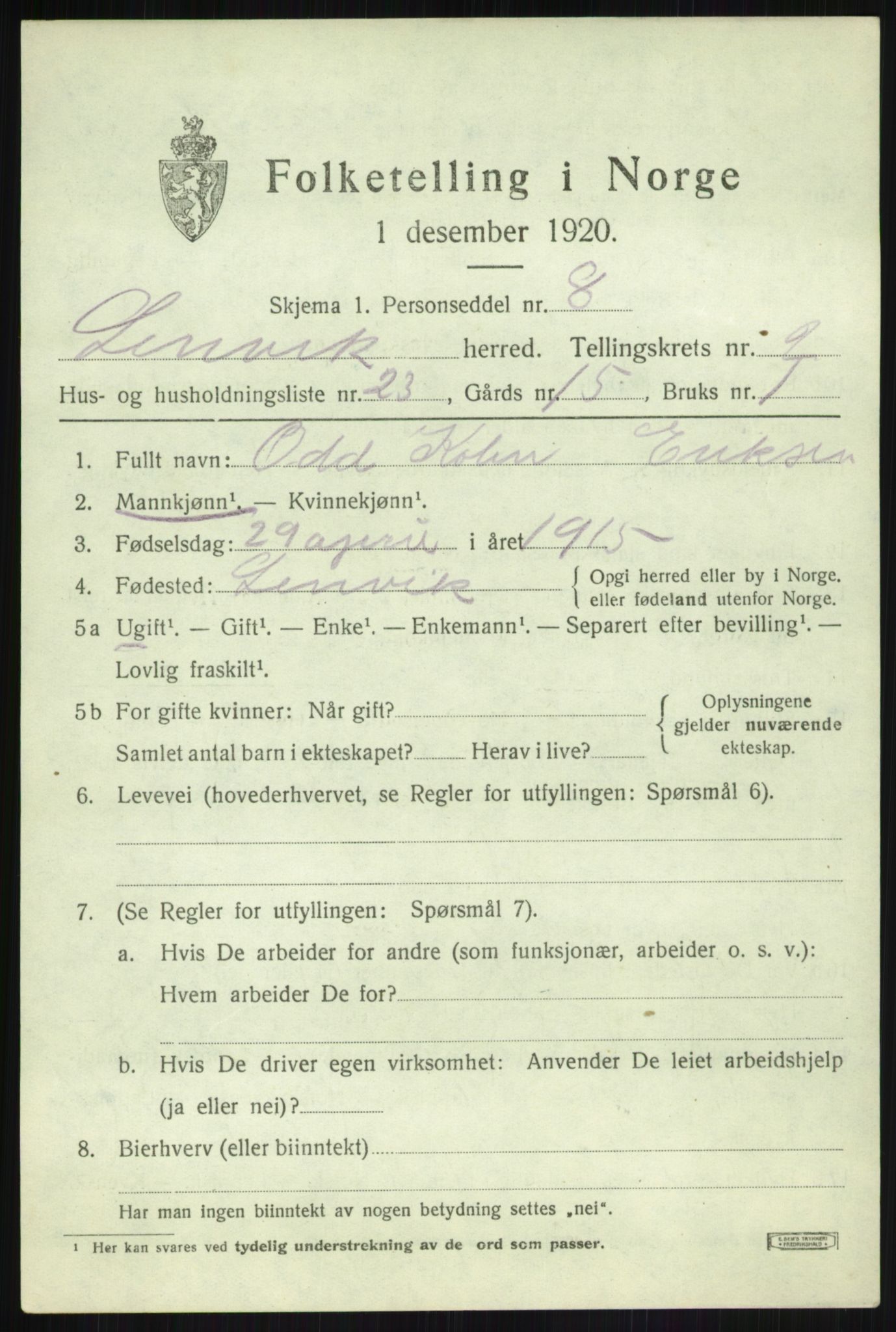 SATØ, Folketelling 1920 for 1931 Lenvik herred, 1920, s. 4252