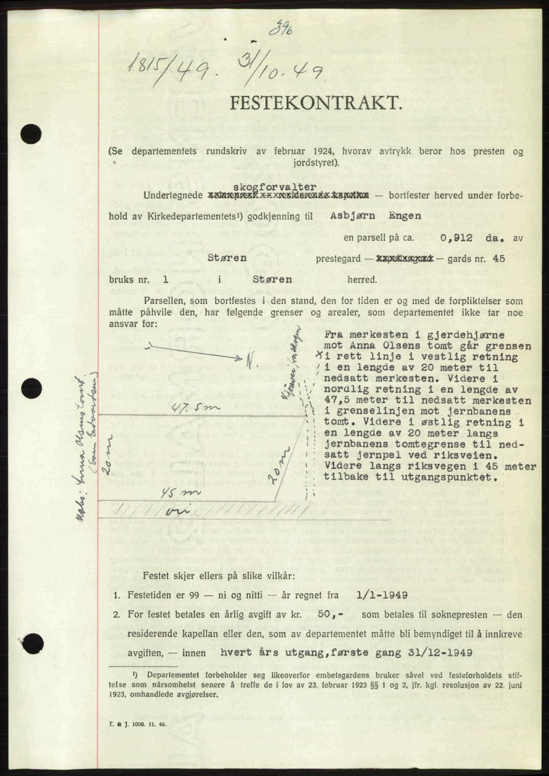 Gauldal sorenskriveri, SAT/A-0014/1/2/2C: Pantebok nr. A8, 1949-1949, Dagboknr: 1815/1949