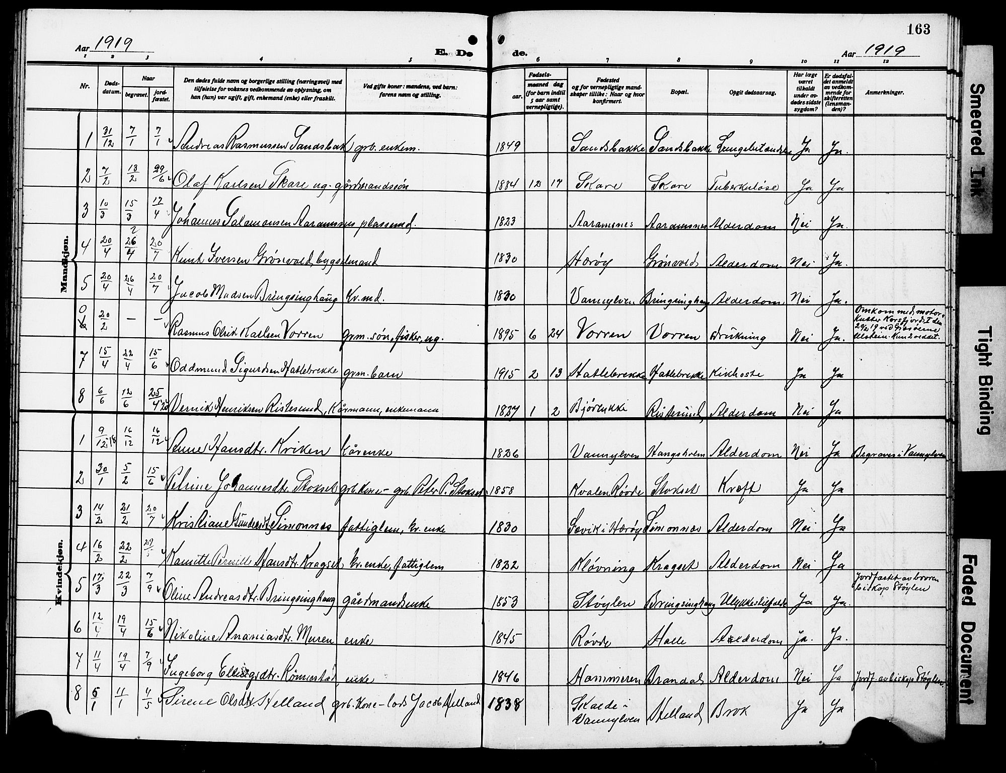 Ministerialprotokoller, klokkerbøker og fødselsregistre - Møre og Romsdal, SAT/A-1454/503/L0050: Klokkerbok nr. 503C05, 1909-1922, s. 163