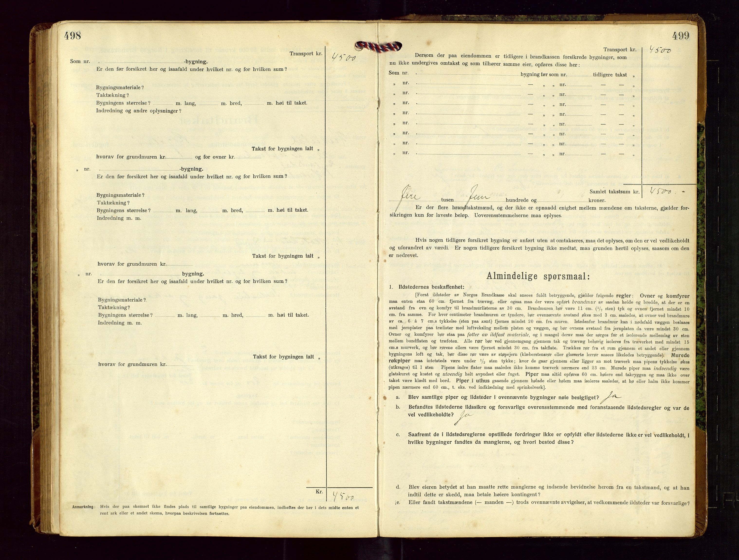 Heskestad lensmannskontor, AV/SAST-A-100304/Gob/L0002: "Brandtakstprotokol", 1915-1922, s. 498-499