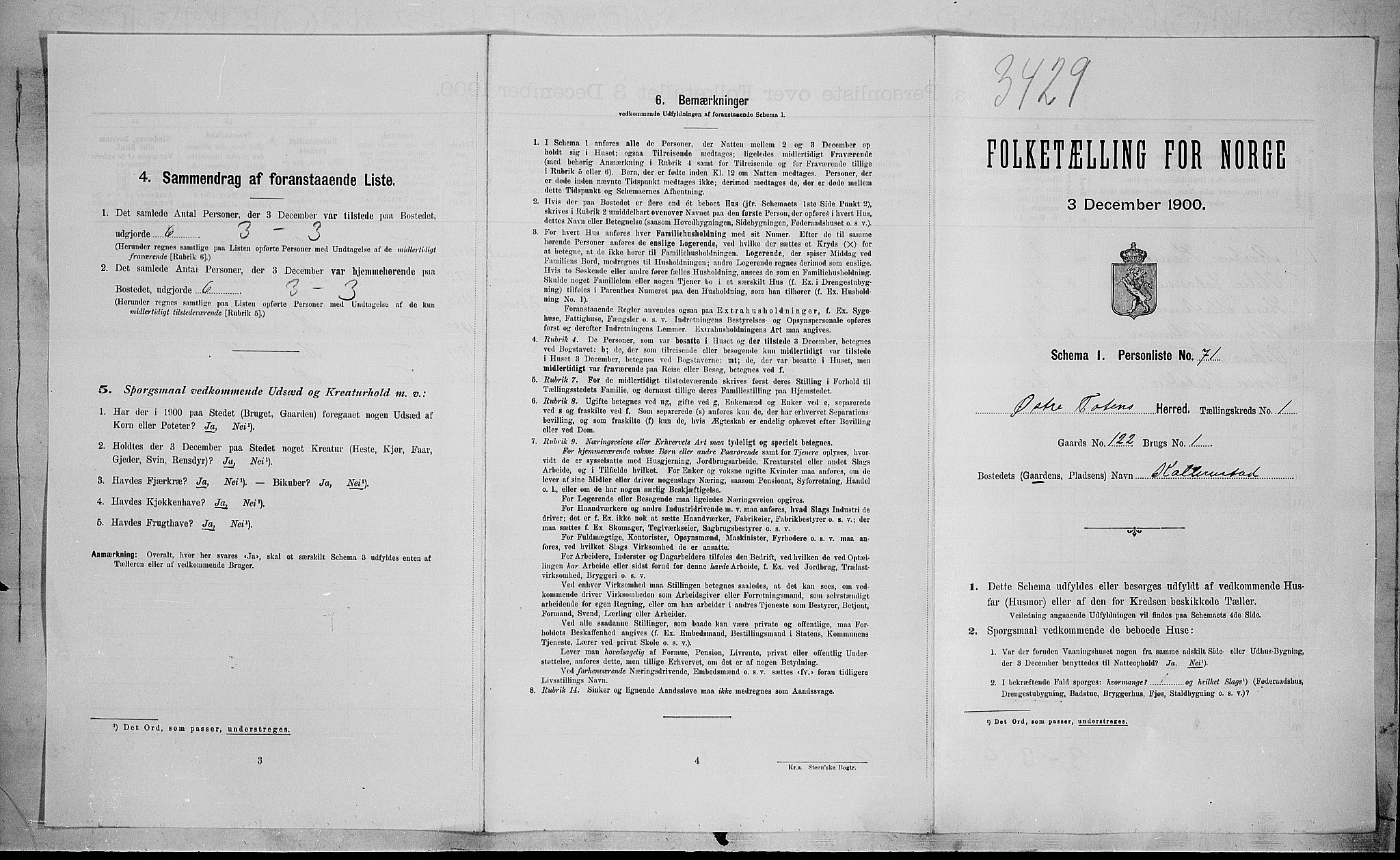 SAH, Folketelling 1900 for 0528 Østre Toten herred, 1900, s. 337