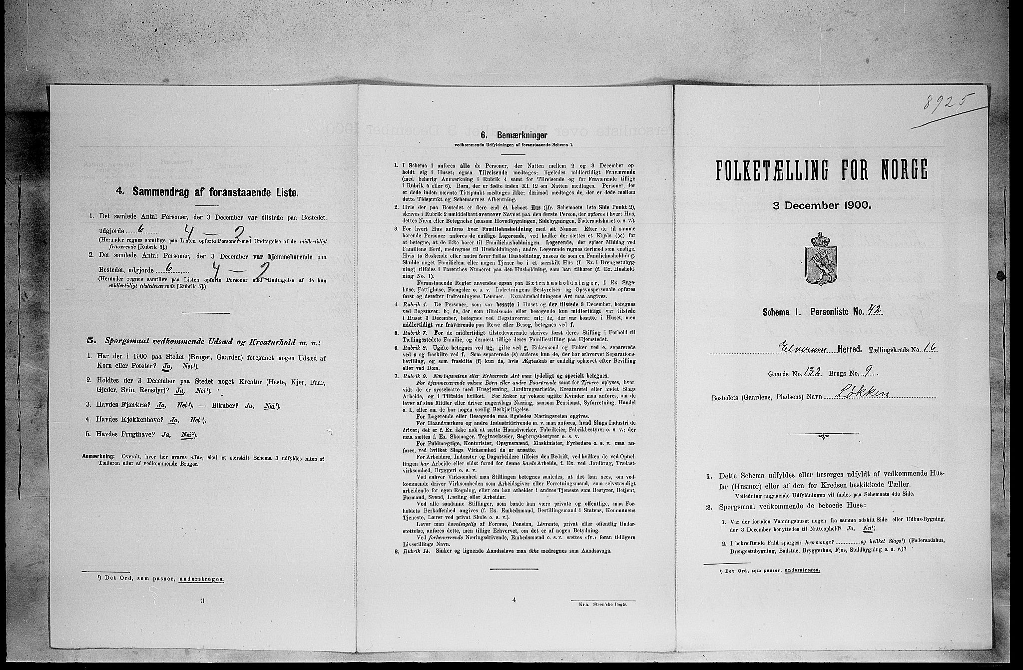 SAH, Folketelling 1900 for 0427 Elverum herred, 1900, s. 2309