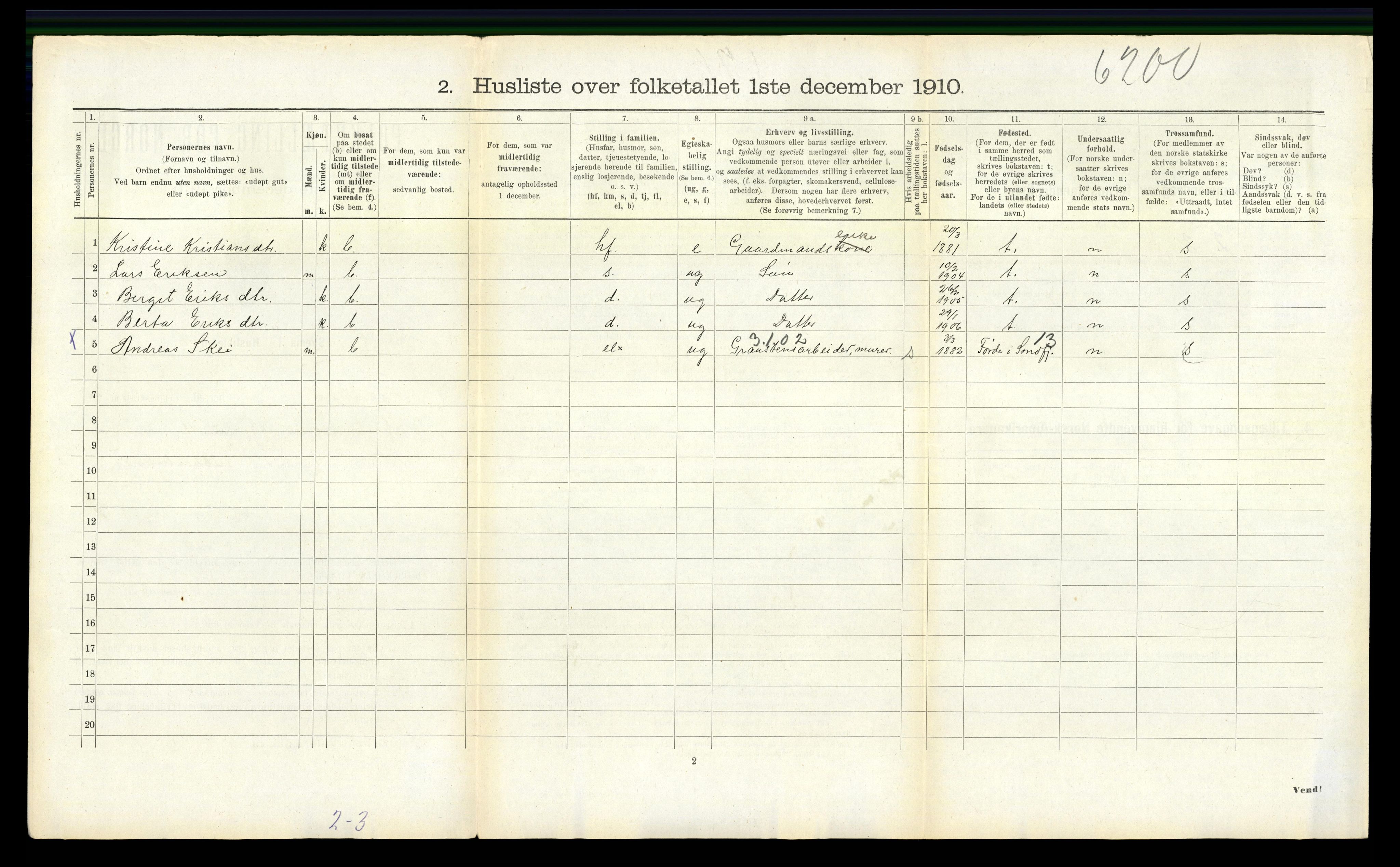 RA, Folketelling 1910 for 1218 Finnås herred, 1910, s. 155
