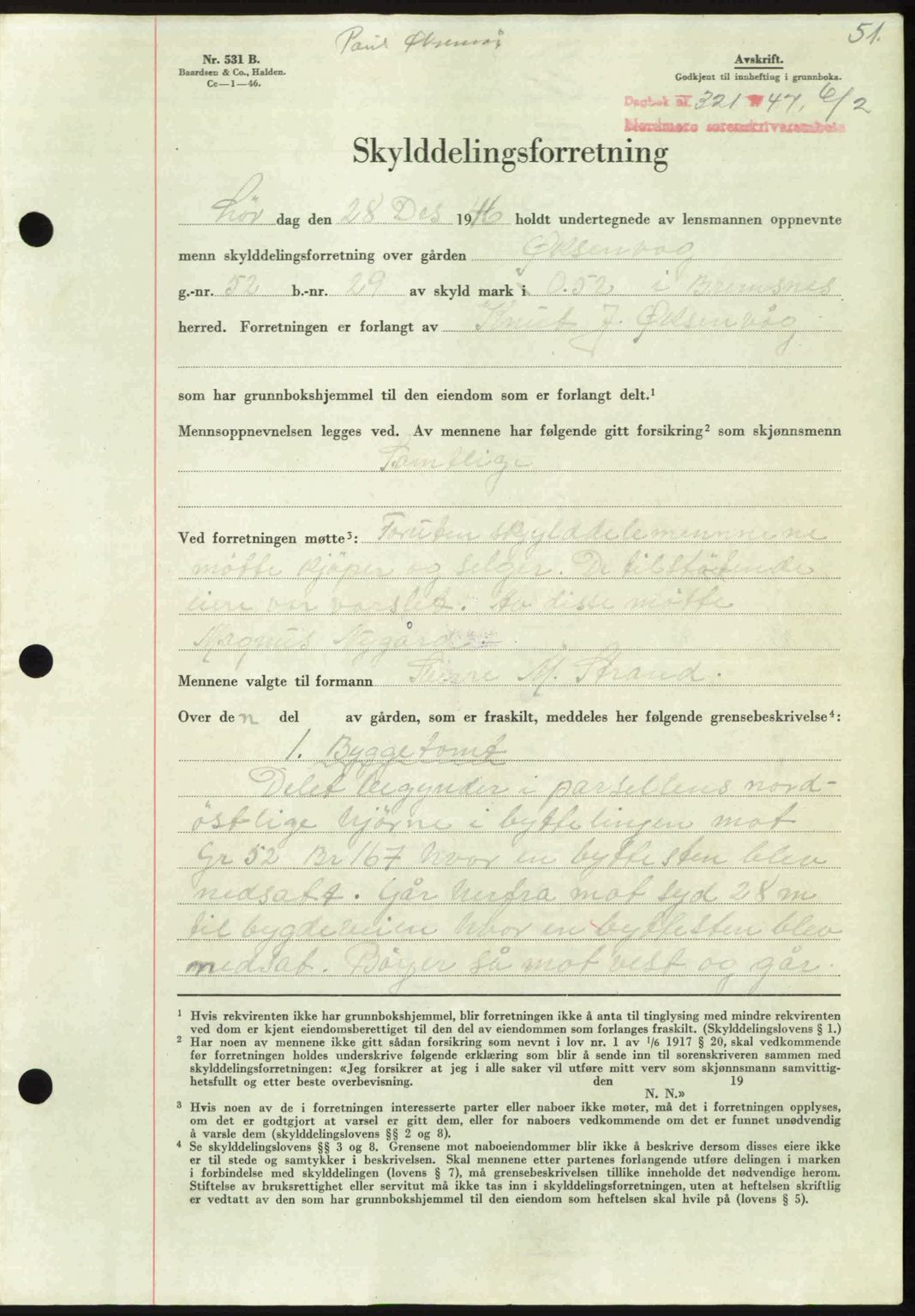 Nordmøre sorenskriveri, SAT/A-4132/1/2/2Ca: Pantebok nr. A104, 1947-1947, Dagboknr: 321/1947