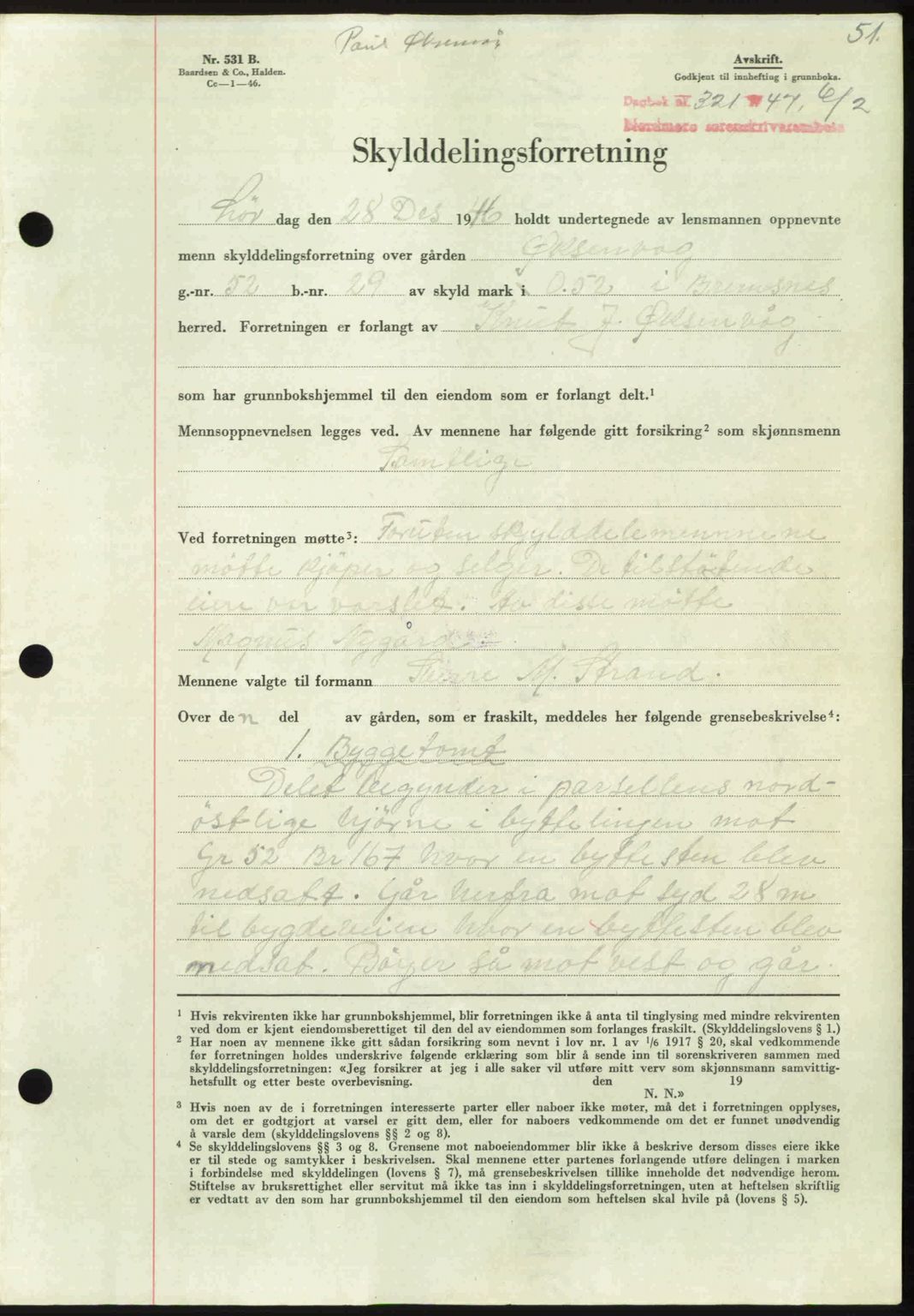 Nordmøre sorenskriveri, AV/SAT-A-4132/1/2/2Ca: Pantebok nr. A104, 1947-1947, Dagboknr: 321/1947