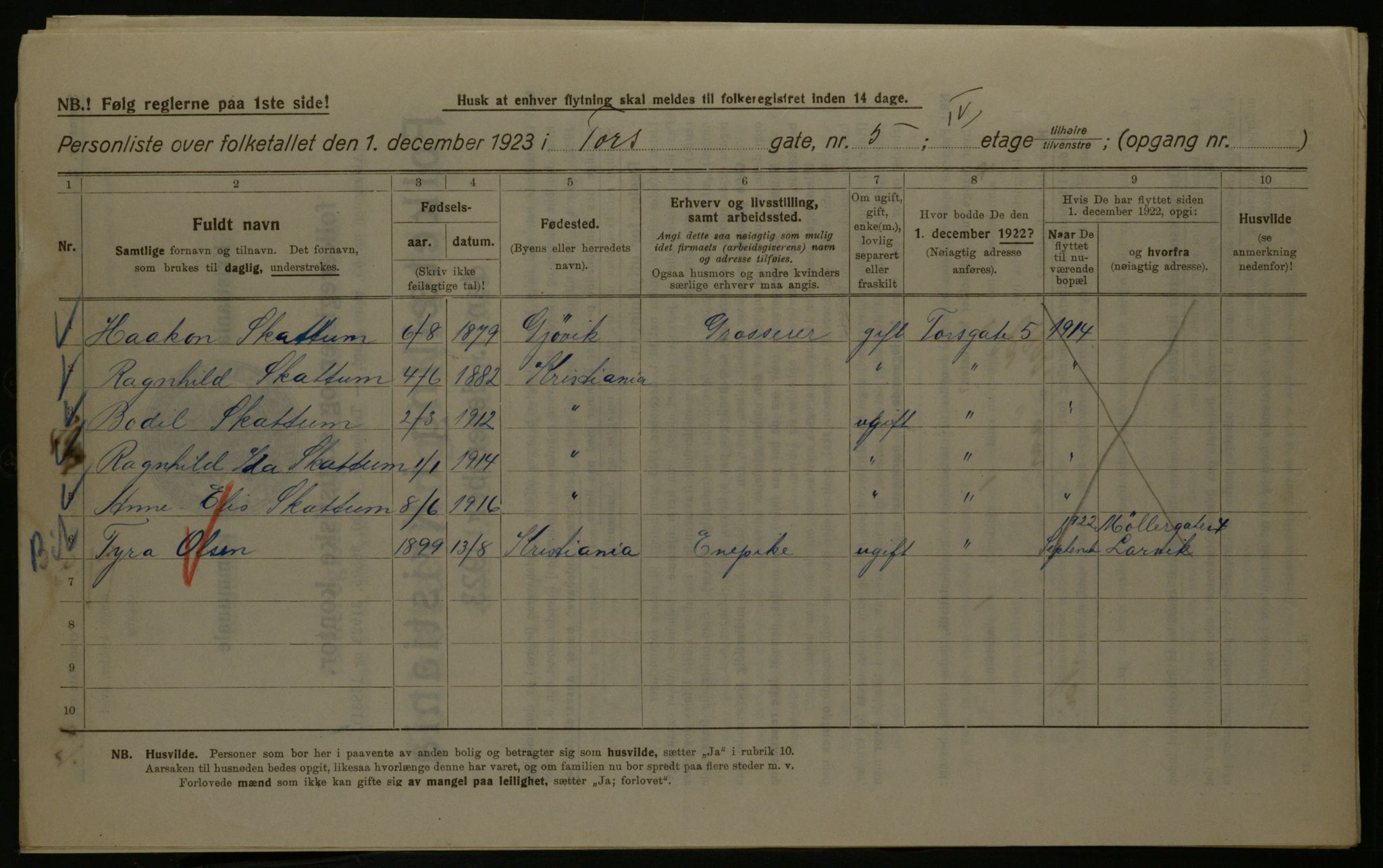 OBA, Kommunal folketelling 1.12.1923 for Kristiania, 1923, s. 126153