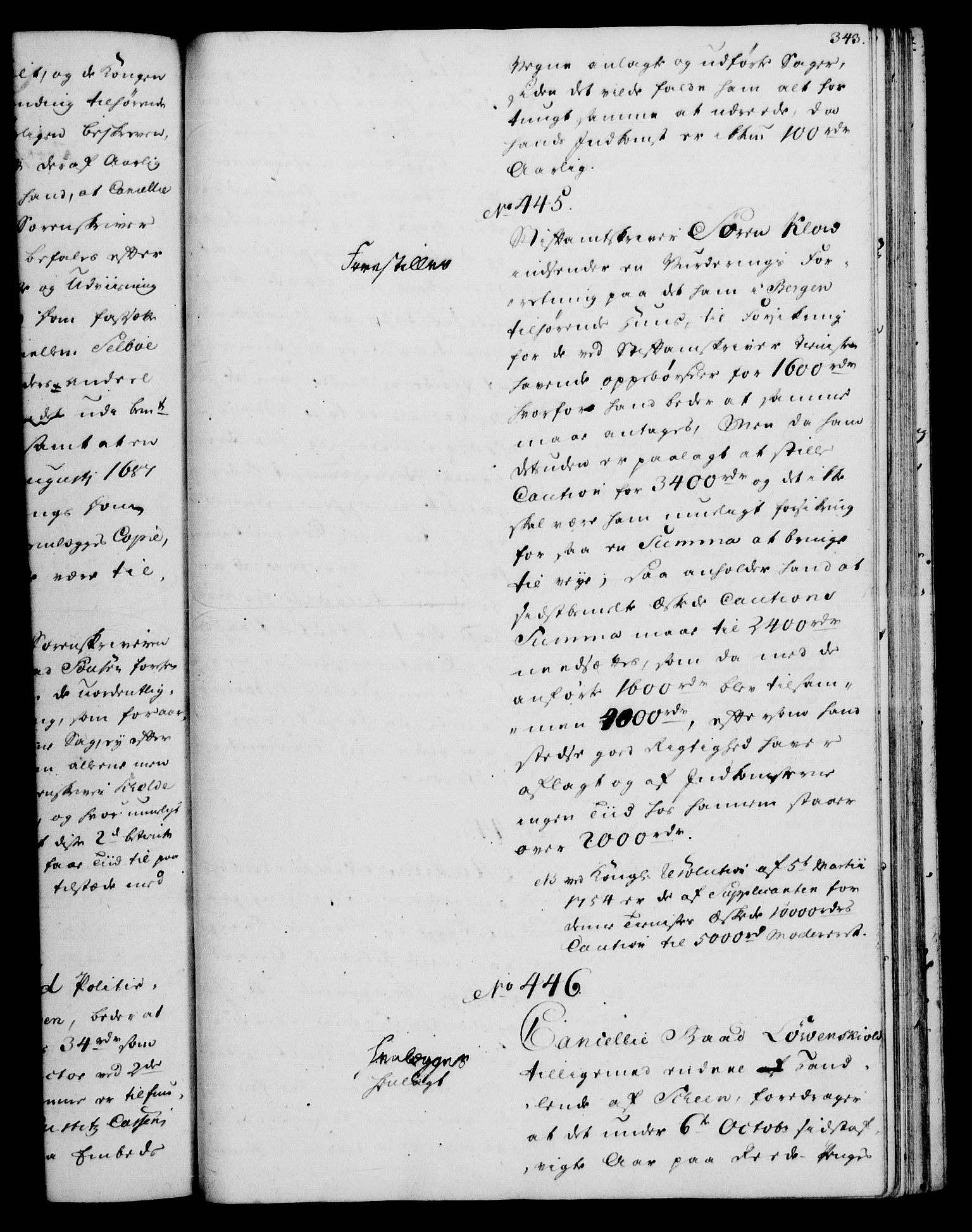 Rentekammeret, Kammerkanselliet, RA/EA-3111/G/Gh/Gha/L0034: Norsk ekstraktmemorialprotokoll (merket RK 53.79), 1756-1759, s. 343