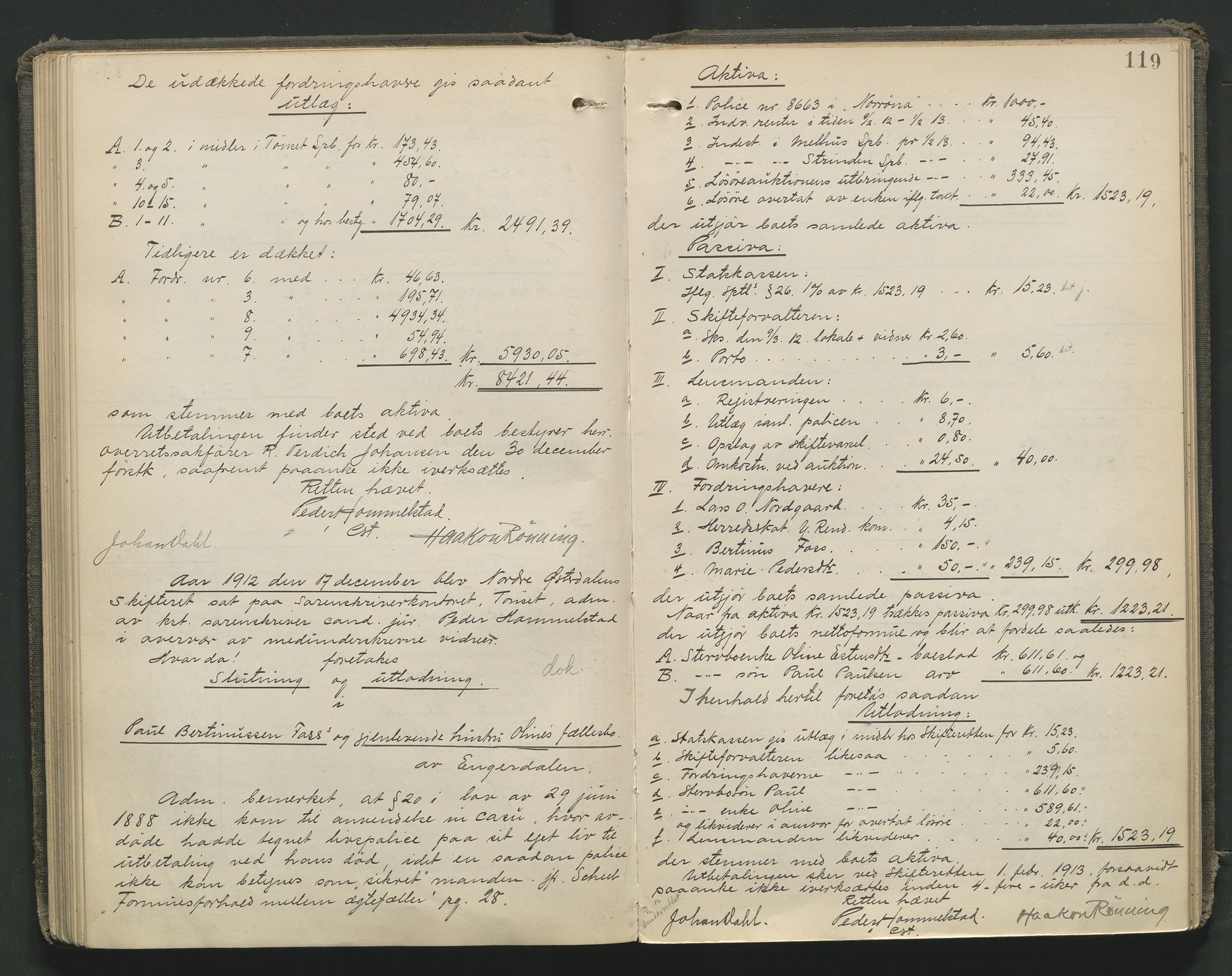 Nord-Østerdal tingrett, SAH/TING-020/J/Jd/L0006: Skifteutlodningsprotokoll, 1907-1920, s. 119