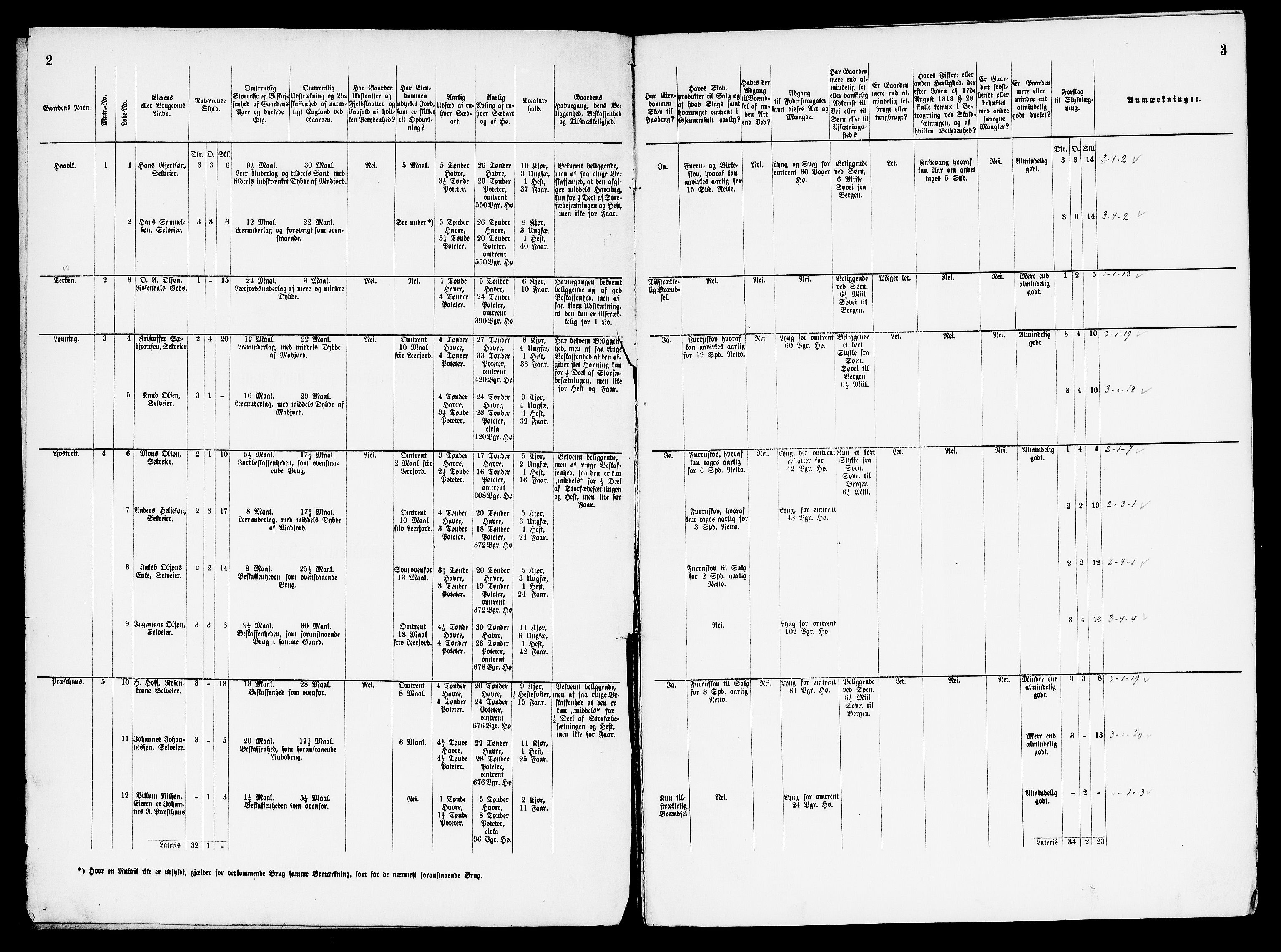 Matrikkelrevisjonen av 1863, AV/RA-S-1530/F/Fe/L0223: Kvinnherad, 1863