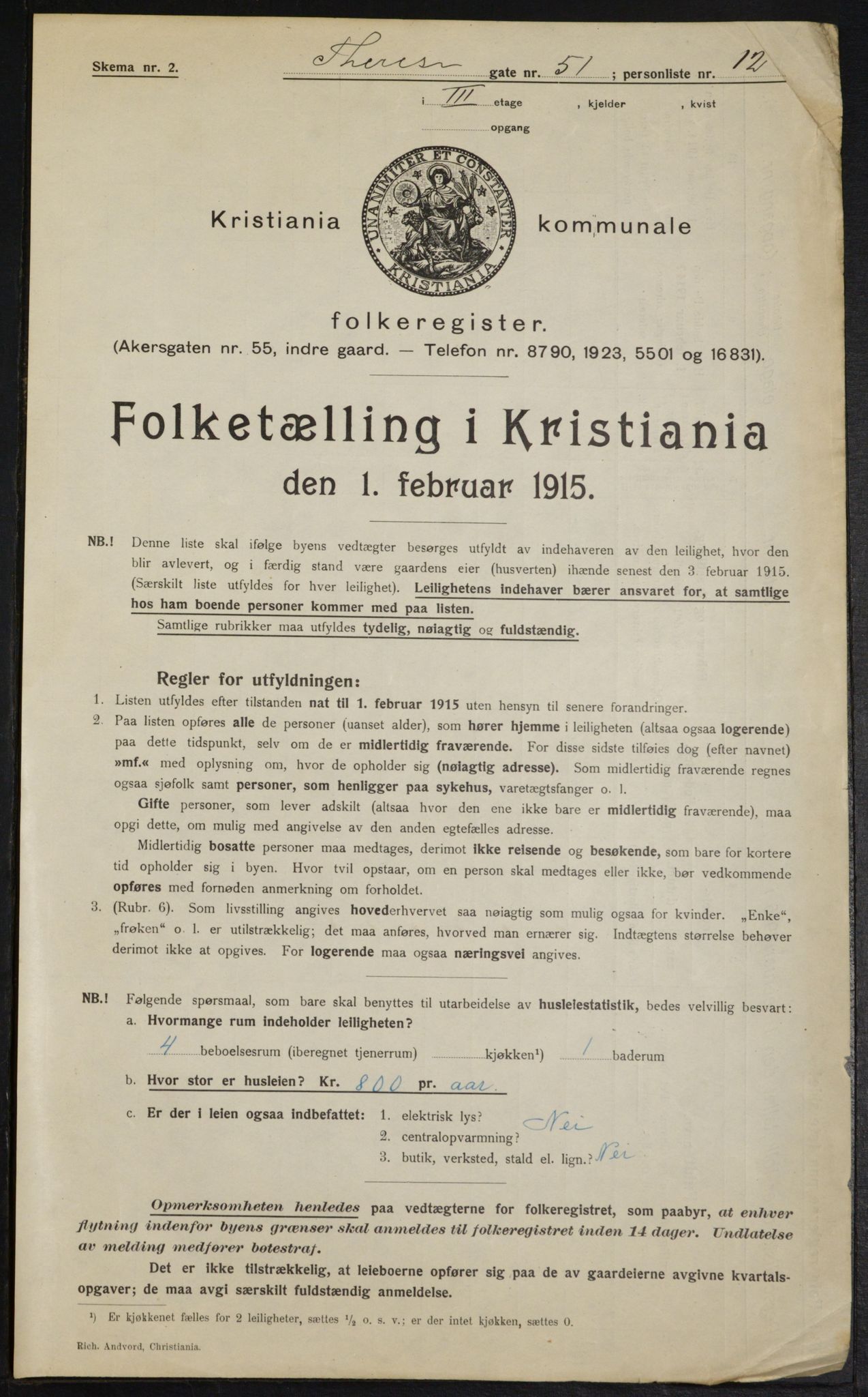 OBA, Kommunal folketelling 1.2.1915 for Kristiania, 1915, s. 109040