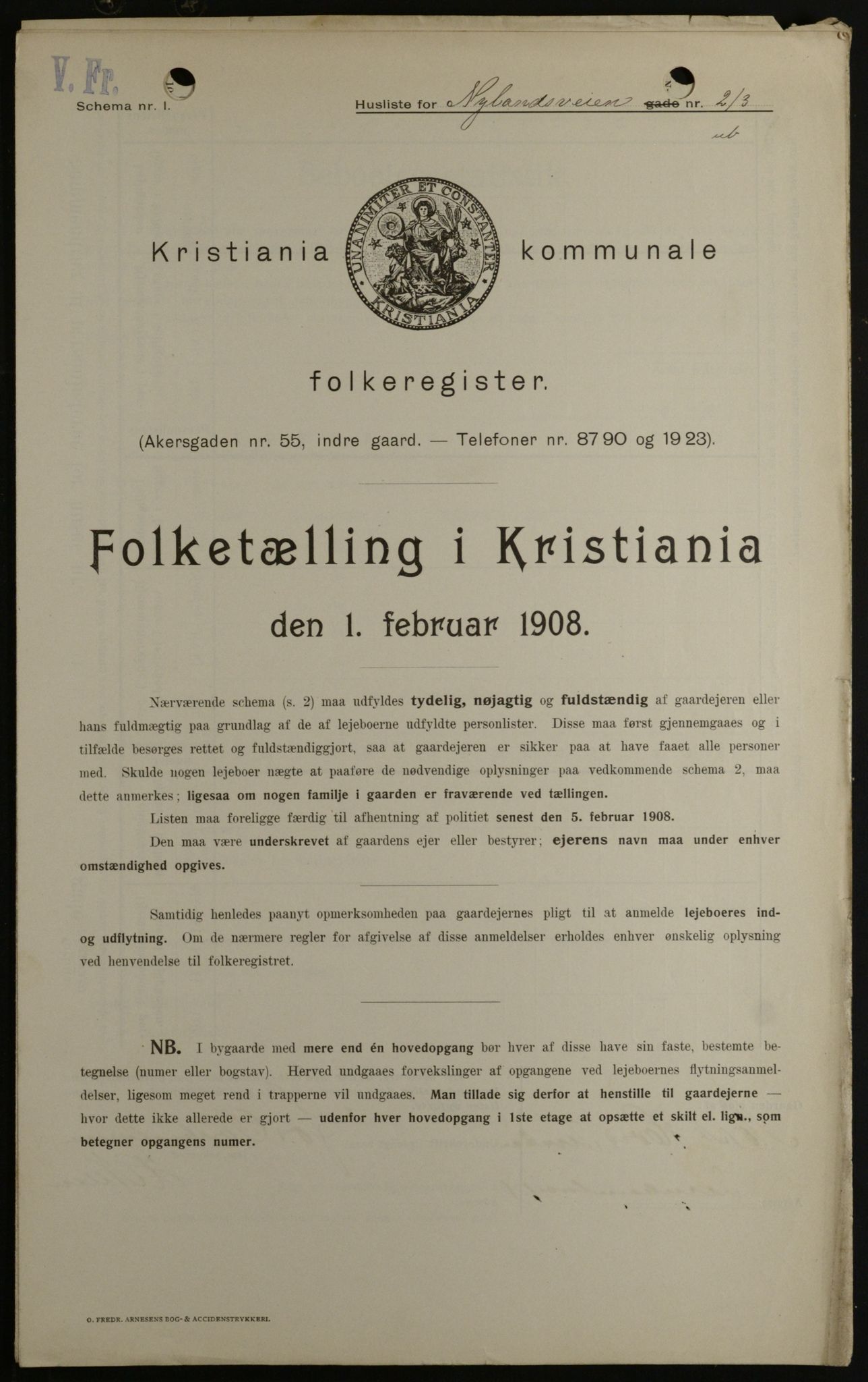 OBA, Kommunal folketelling 1.2.1908 for Kristiania kjøpstad, 1908, s. 66525