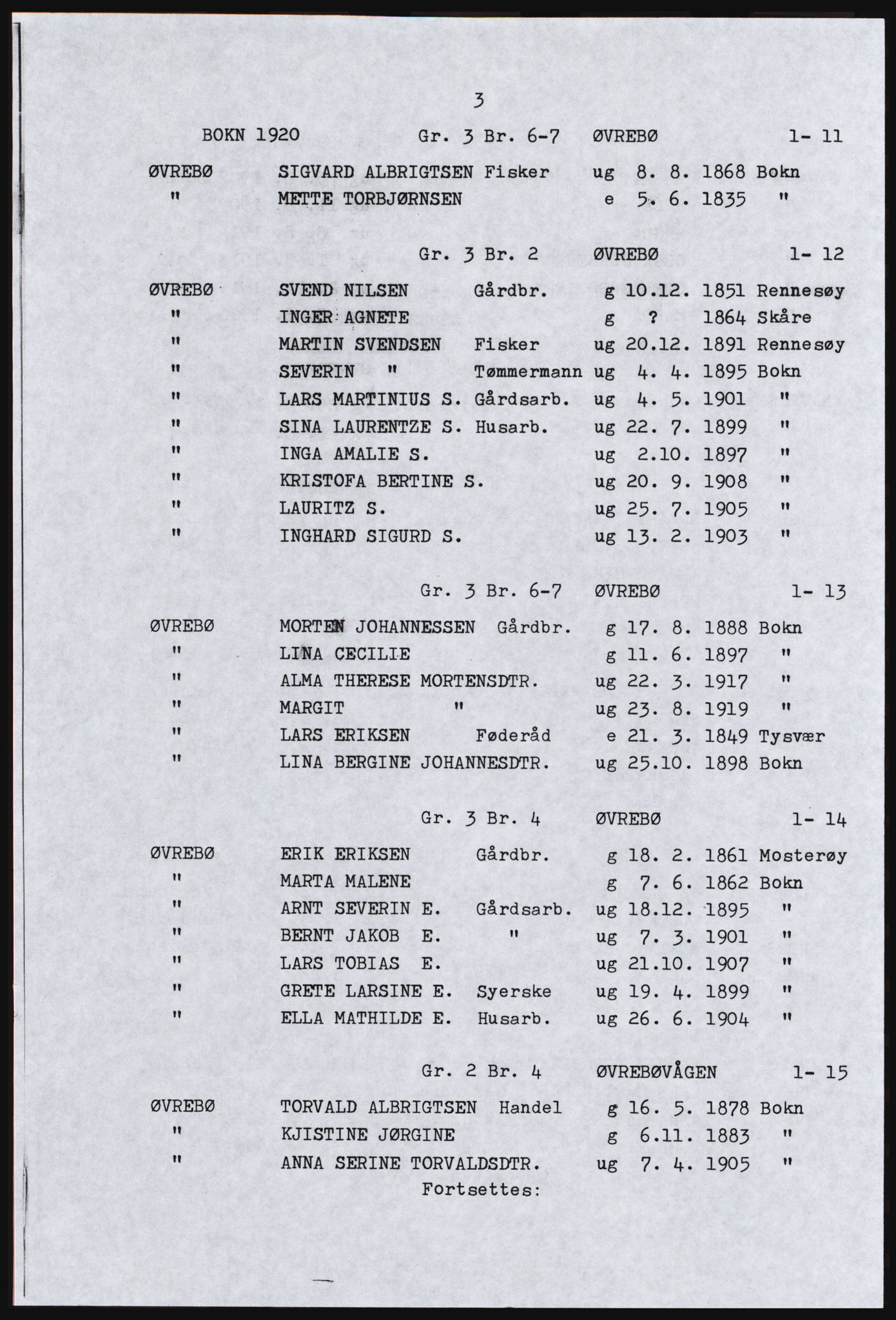 SAST, Avskrift av folketellingen 1920 for Ryfylkeøyene, 1920, s. 11