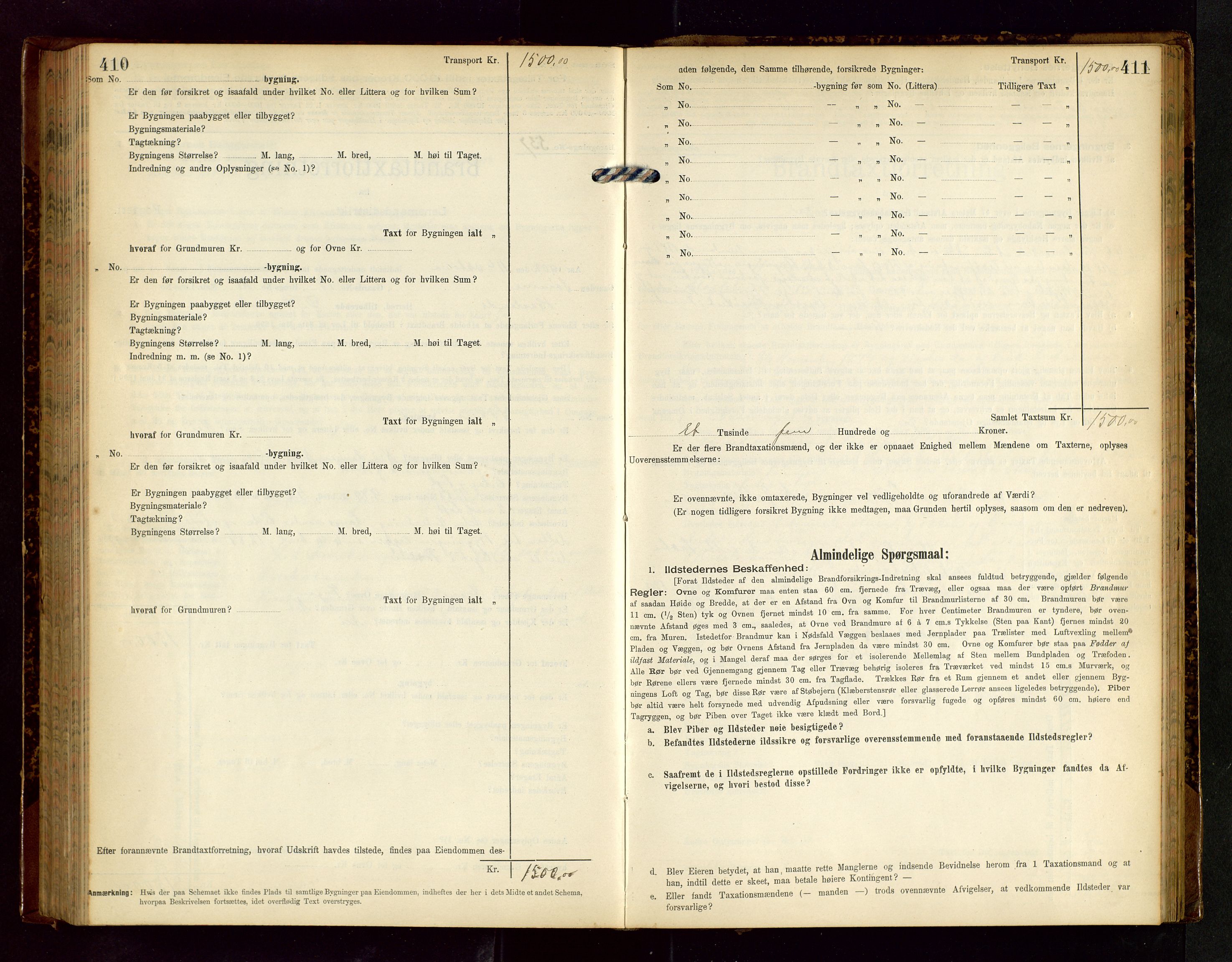 Håland lensmannskontor, SAST/A-100100/Gob/L0002: Branntakstprotokoll - skjematakst. Register i boken., 1902-1906, s. 410-411