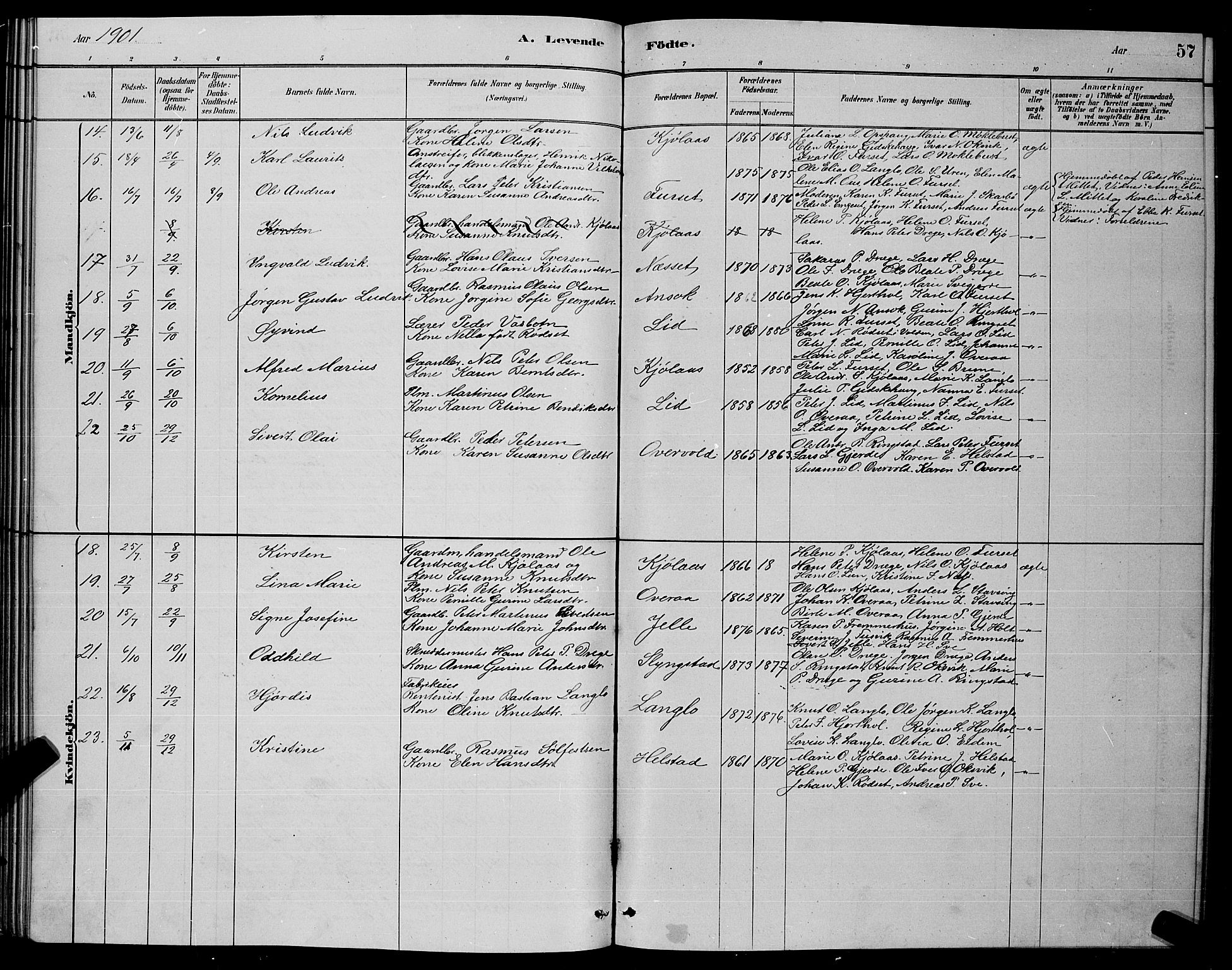 Ministerialprotokoller, klokkerbøker og fødselsregistre - Møre og Romsdal, AV/SAT-A-1454/520/L0292: Klokkerbok nr. 520C04, 1882-1901, s. 57