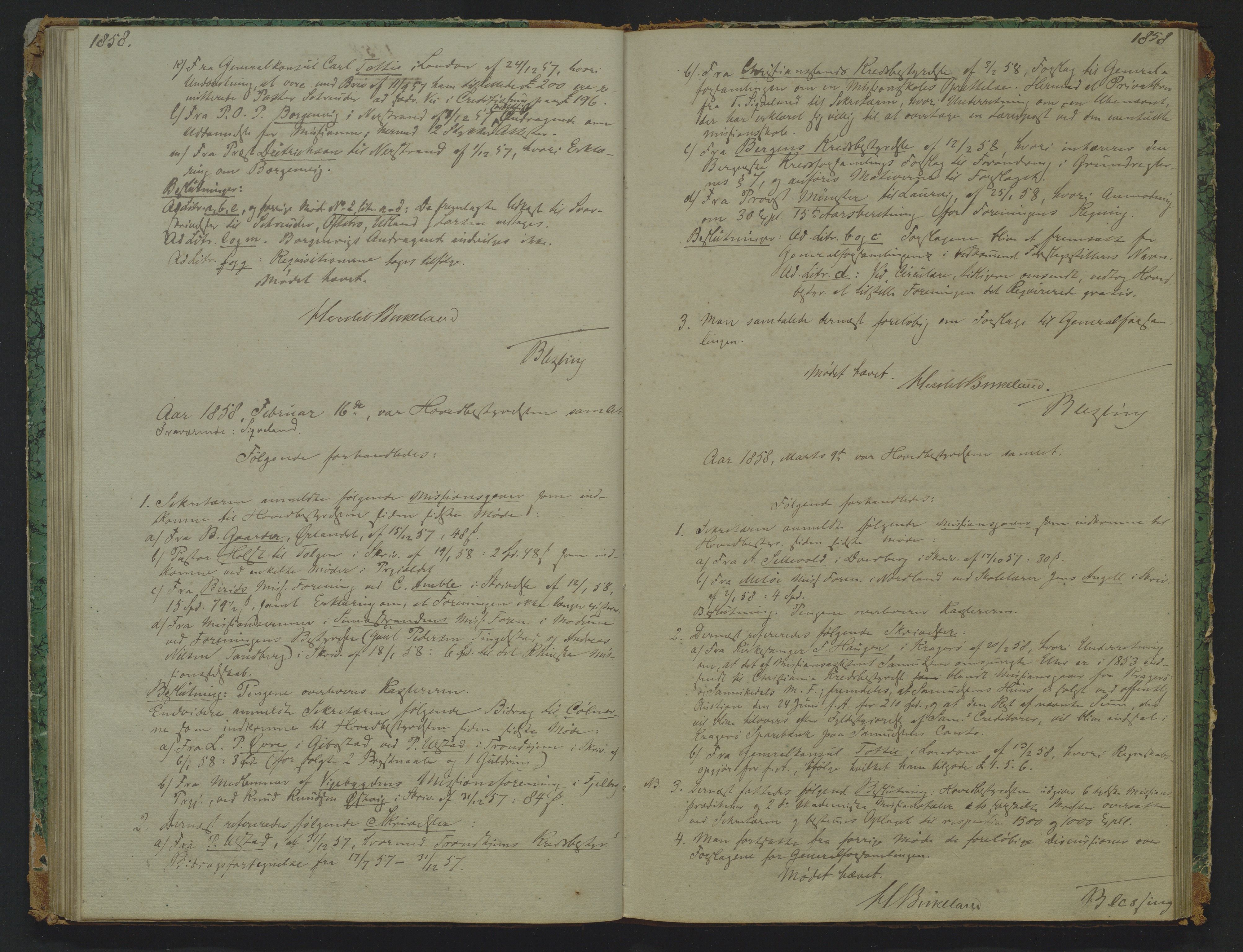 Det Norske Misjonsselskap - hovedadministrasjonen, VID/MA-A-1045/D/Da/Daa/L0007: Styreprotokoll nr. II, 19. november 1853 - 26. juni 1862, 1853-1862