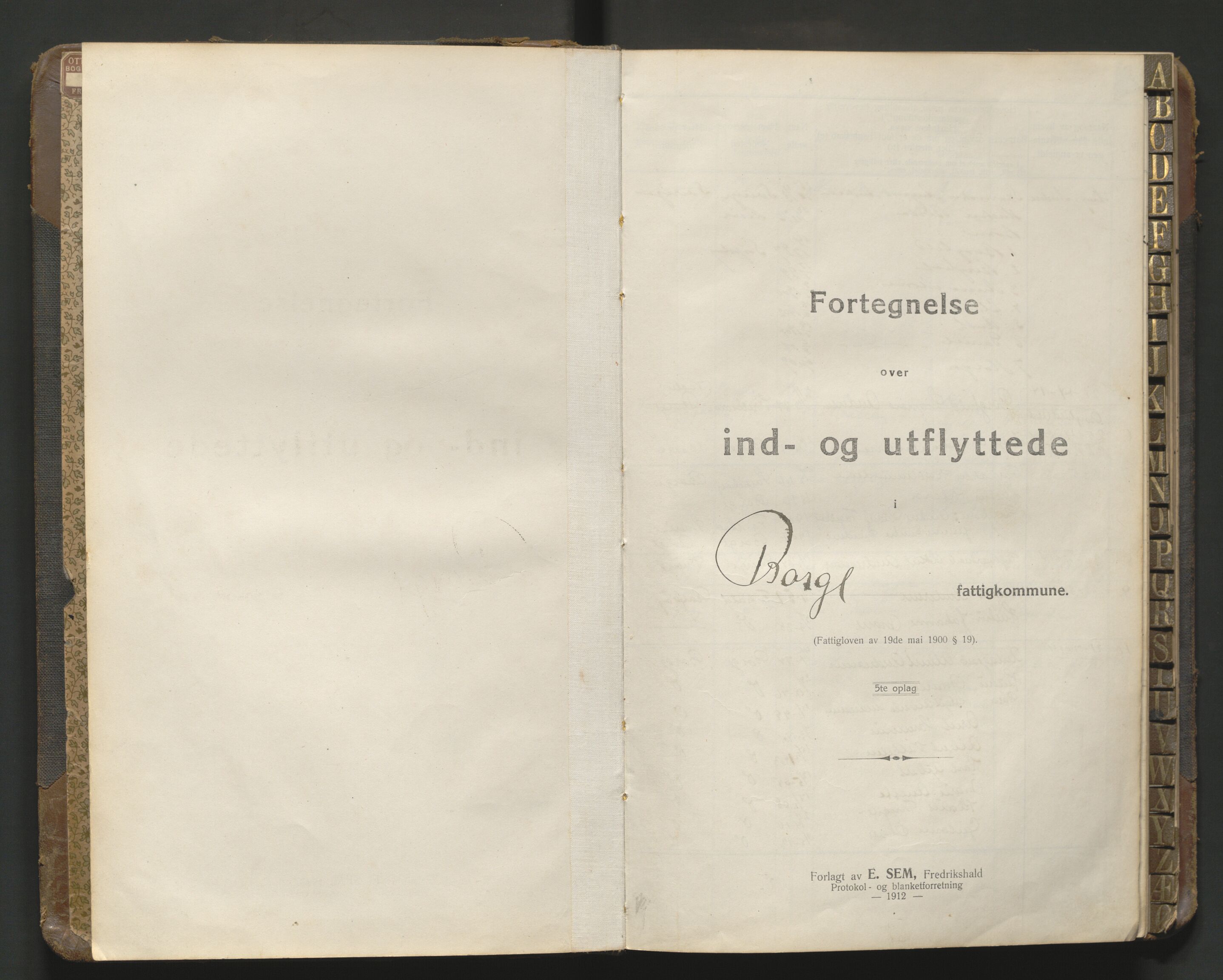 Borge lensmannskontor (Østfold), AV/SAO-A-10176/I/Ia/L0005: Protokoll over inn- og utflyttede i Borge fattigkommune, 1914-1923