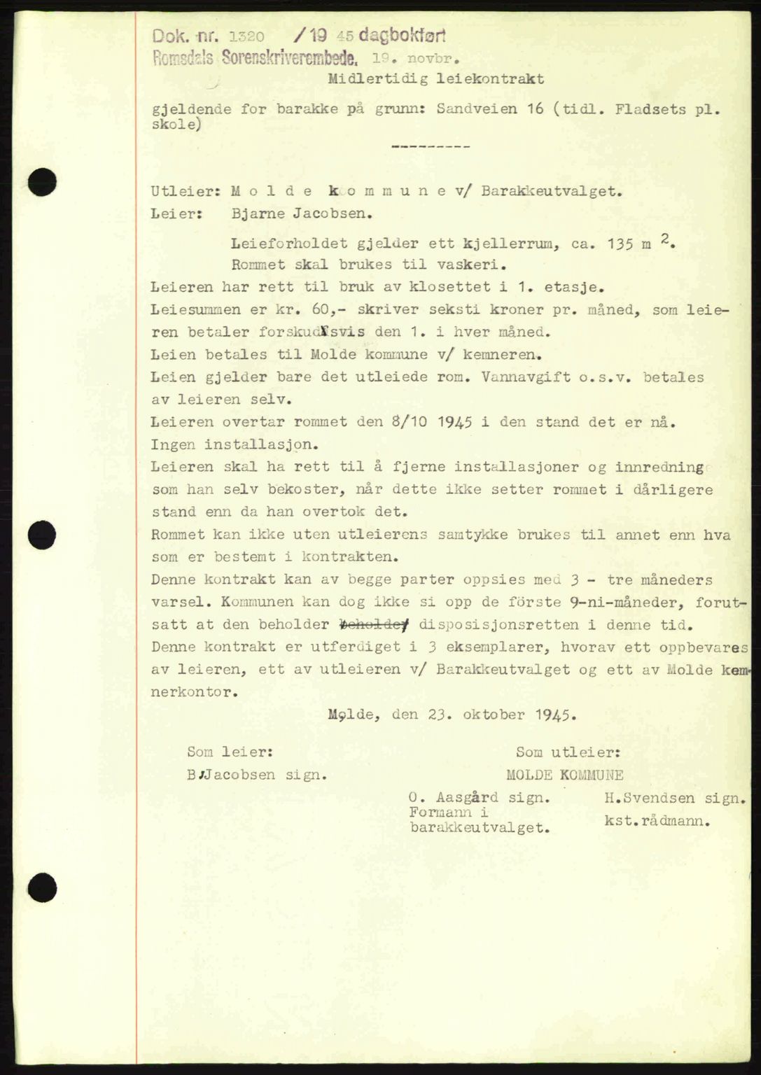 Romsdal sorenskriveri, SAT/A-4149/1/2/2C: Pantebok nr. B2, 1939-1945, Dagboknr: 1320/1945
