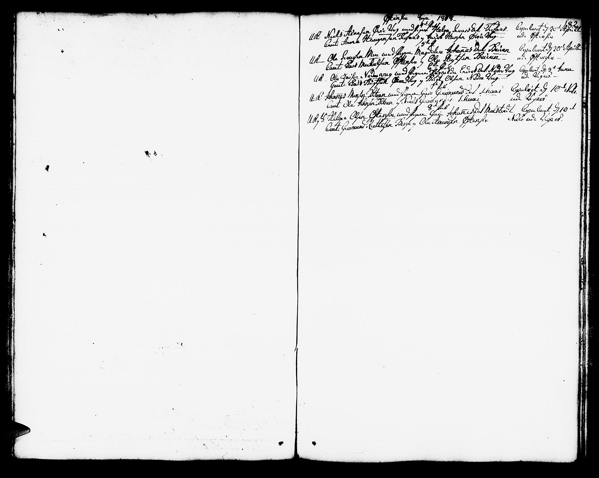 Kvam sokneprestembete, SAB/A-76201/H/Haa: Ministerialbok nr. A 5, 1796-1832, s. 182
