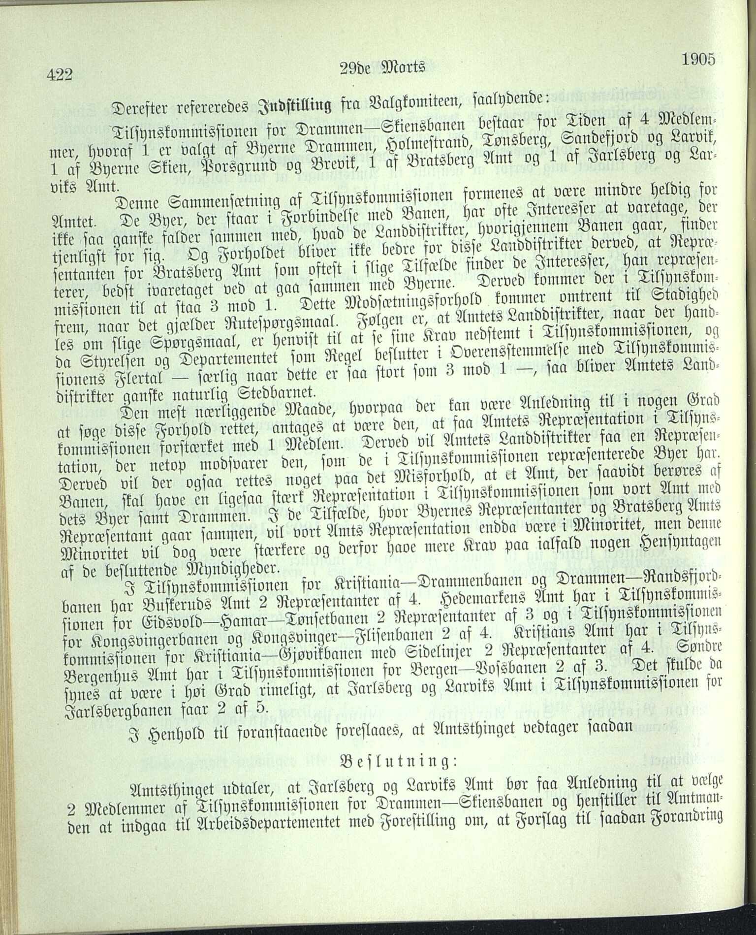 Vestfold fylkeskommune. Fylkestinget, VEMU/A-1315/A/Ab/Abb/L0052: Fylkestingsforhandlinger, 1905, s. 422