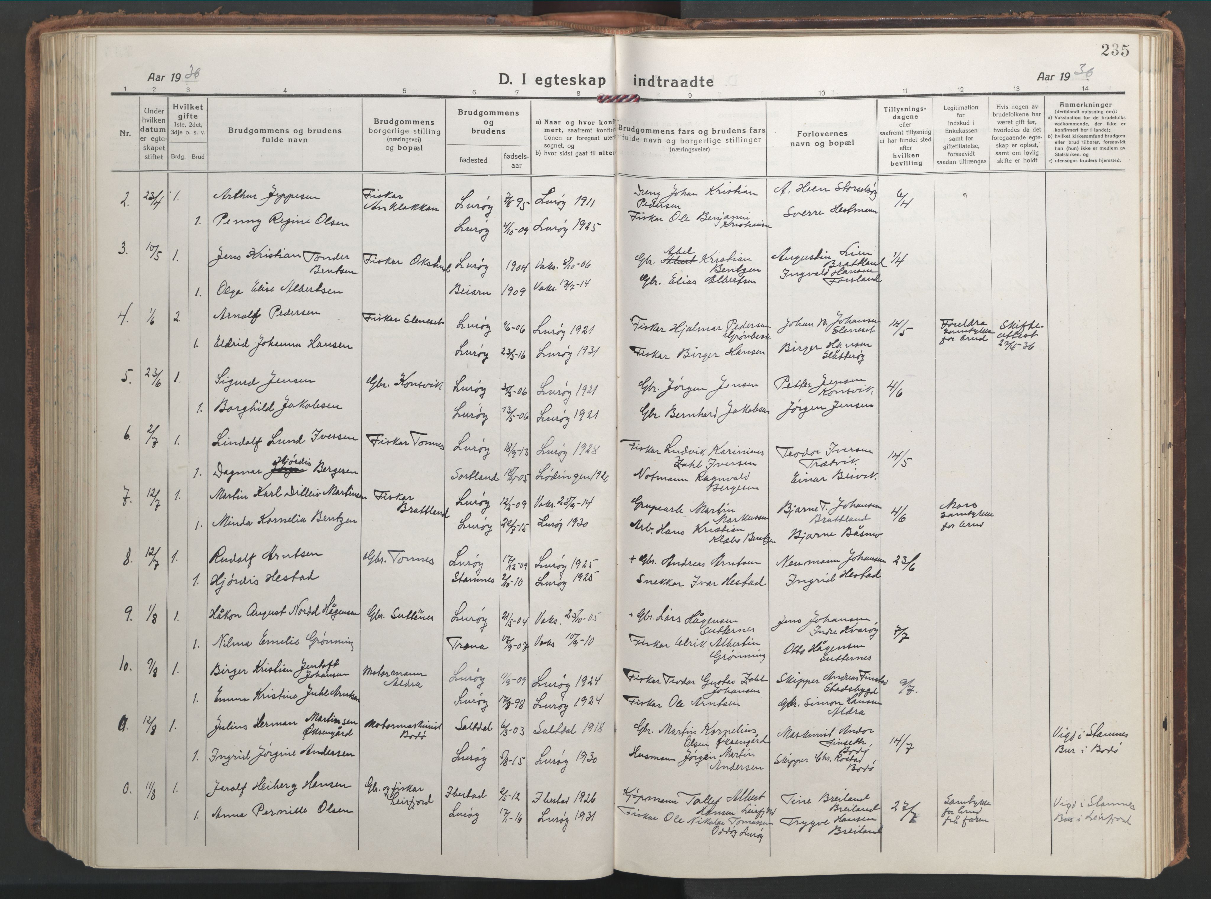 Ministerialprotokoller, klokkerbøker og fødselsregistre - Nordland, AV/SAT-A-1459/839/L0574: Klokkerbok nr. 839C04, 1918-1950, s. 235