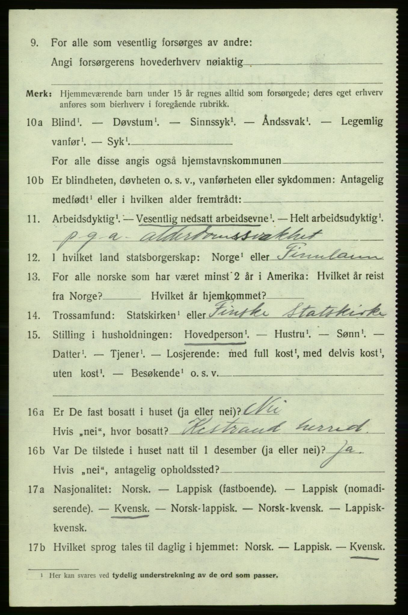SATØ, Folketelling 1920 for 2019 Kjelvik herred, 1920, s. 6904