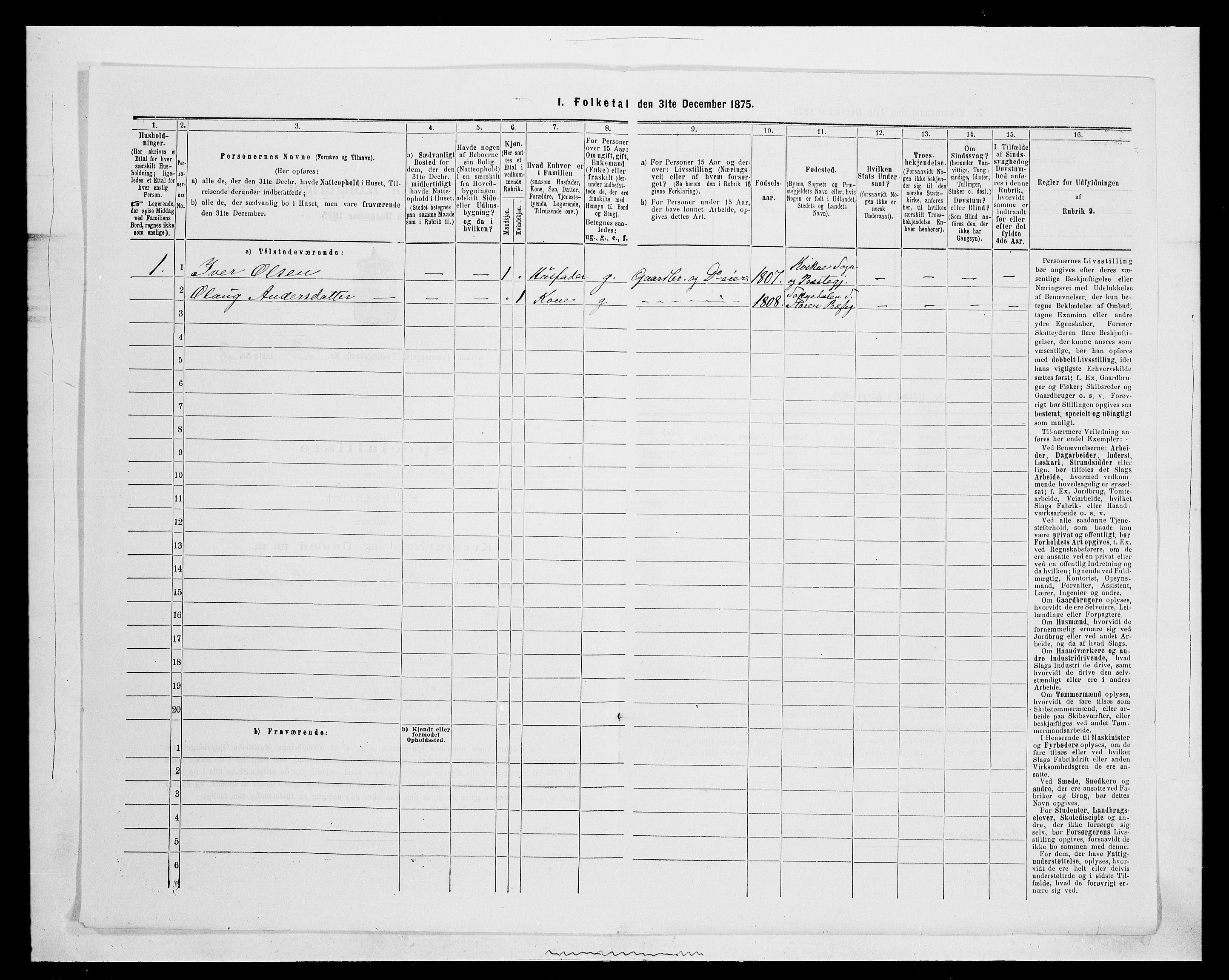 SAH, Folketelling 1875 for 0440P Kvikne prestegjeld, 1875, s. 134