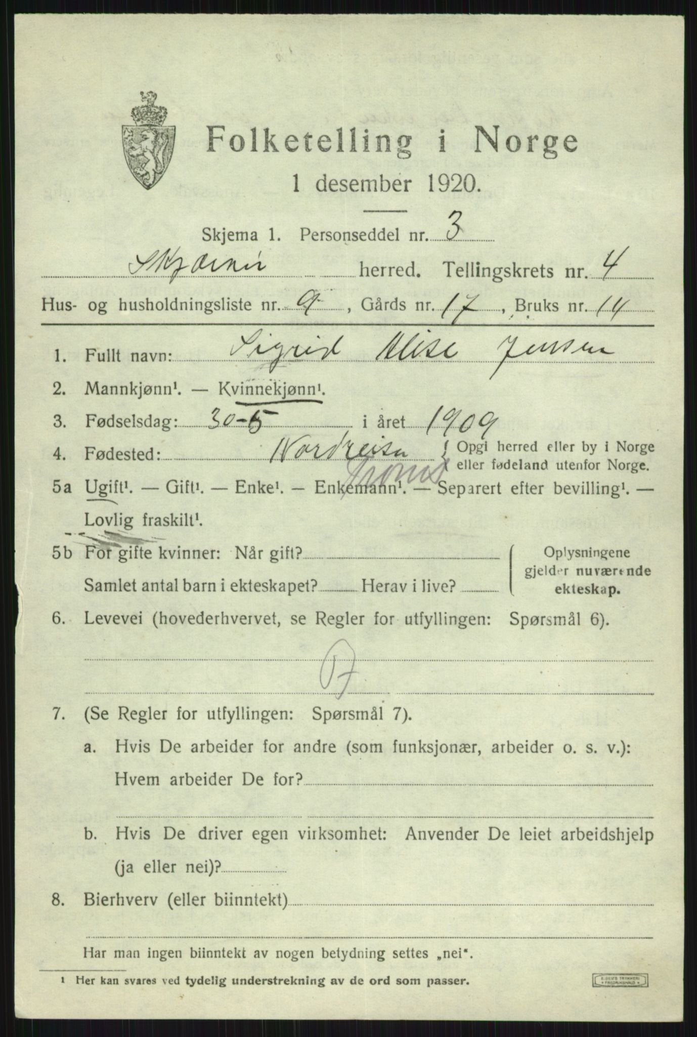 SATØ, Folketelling 1920 for 1941 Skjervøy herred, 1920, s. 2535