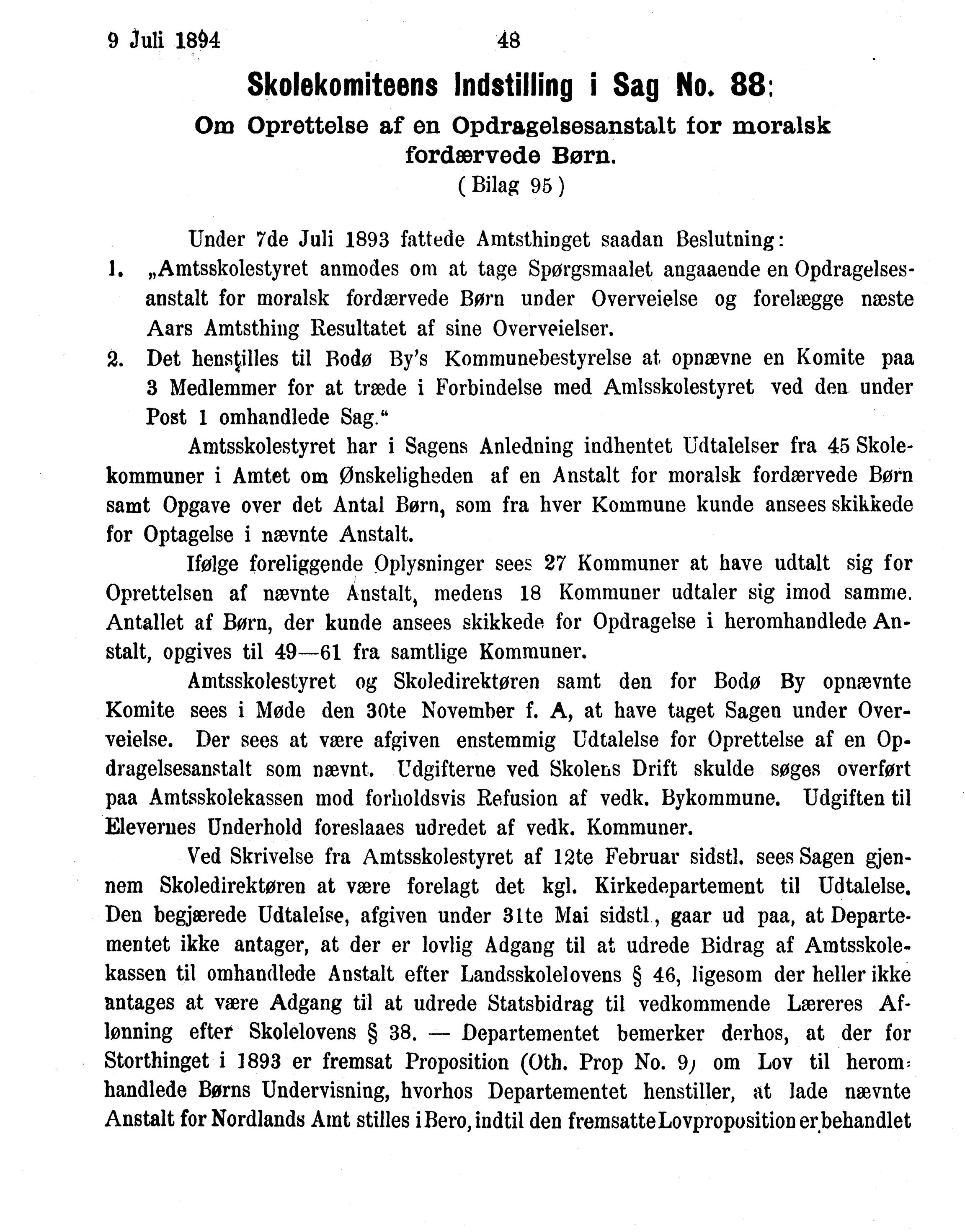 Nordland Fylkeskommune. Fylkestinget, AIN/NFK-17/176/A/Ac/L0017: Fylkestingsforhandlinger 1894, 1894