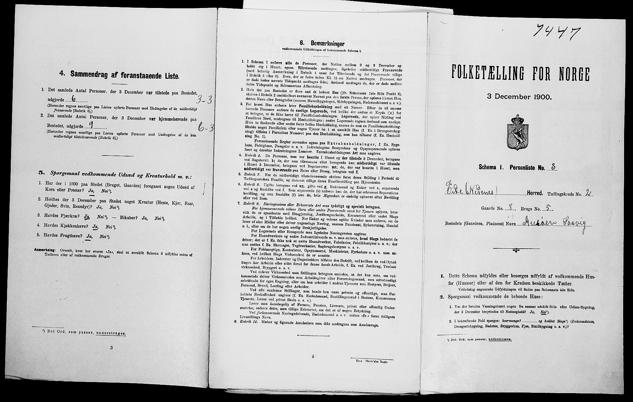 SAK, Folketelling 1900 for 0925 Eide herred, 1900, s. 150