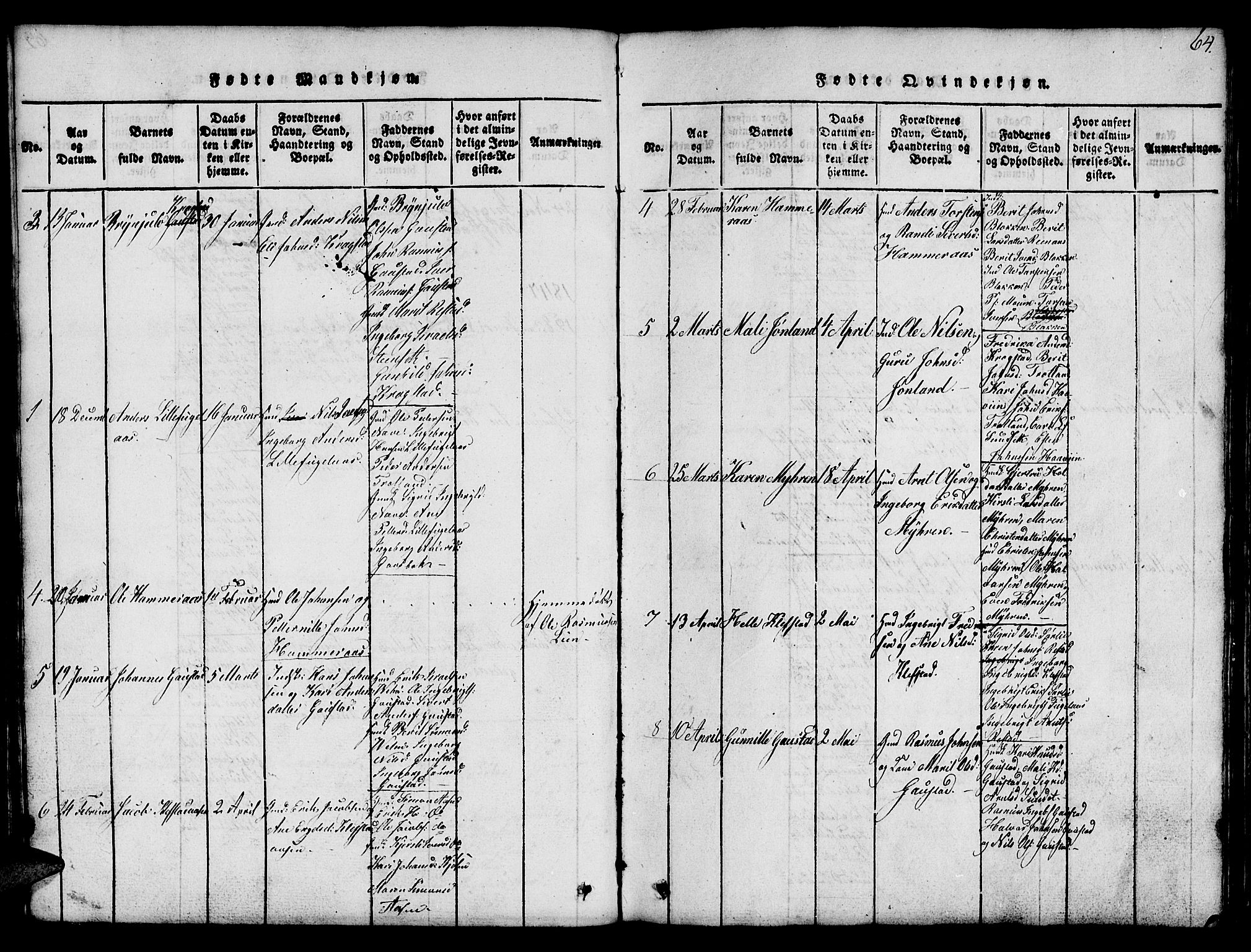 Ministerialprotokoller, klokkerbøker og fødselsregistre - Sør-Trøndelag, SAT/A-1456/694/L1130: Klokkerbok nr. 694C02, 1816-1857, s. 64