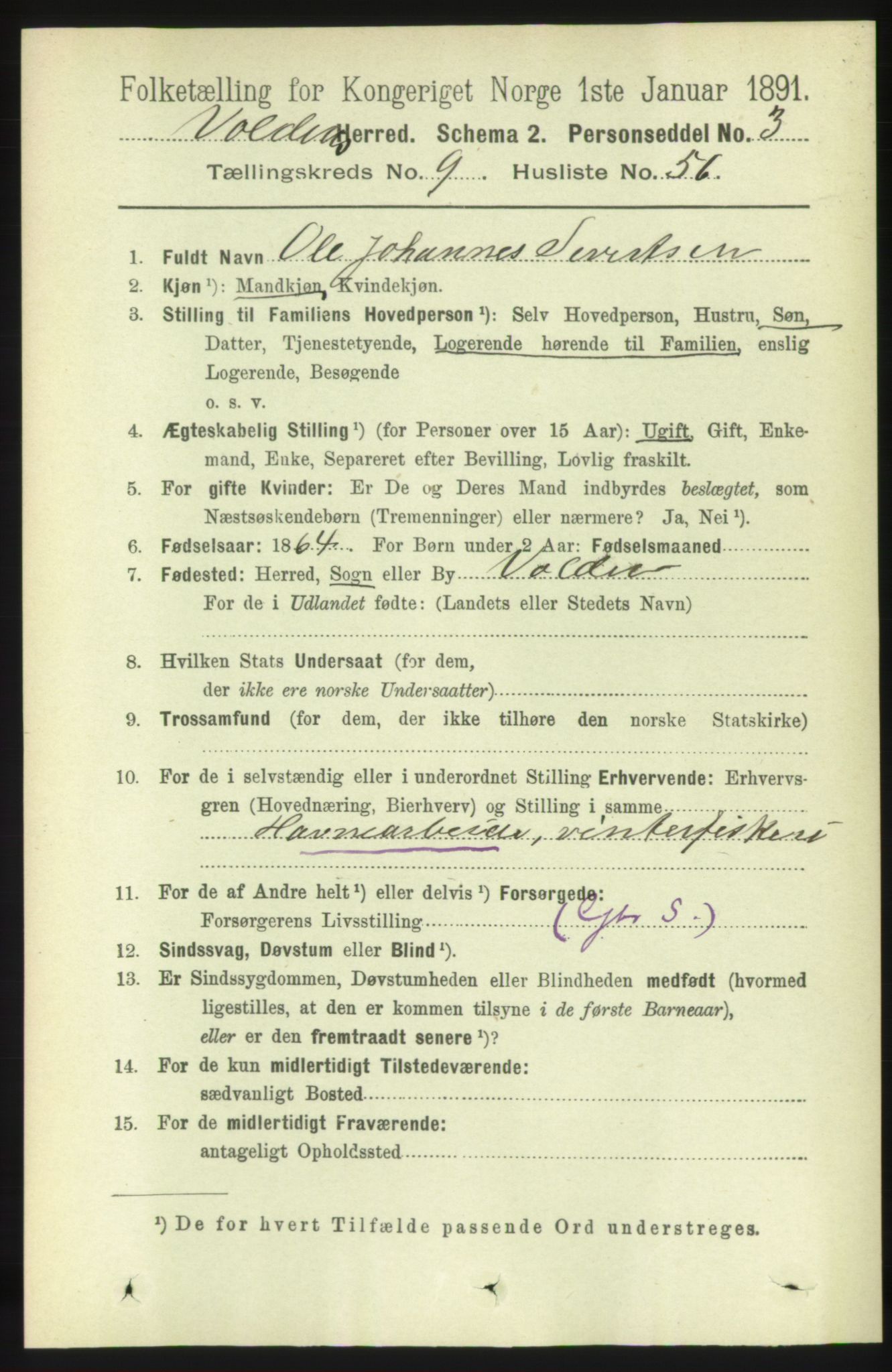 RA, Folketelling 1891 for 1519 Volda herred, 1891, s. 4625