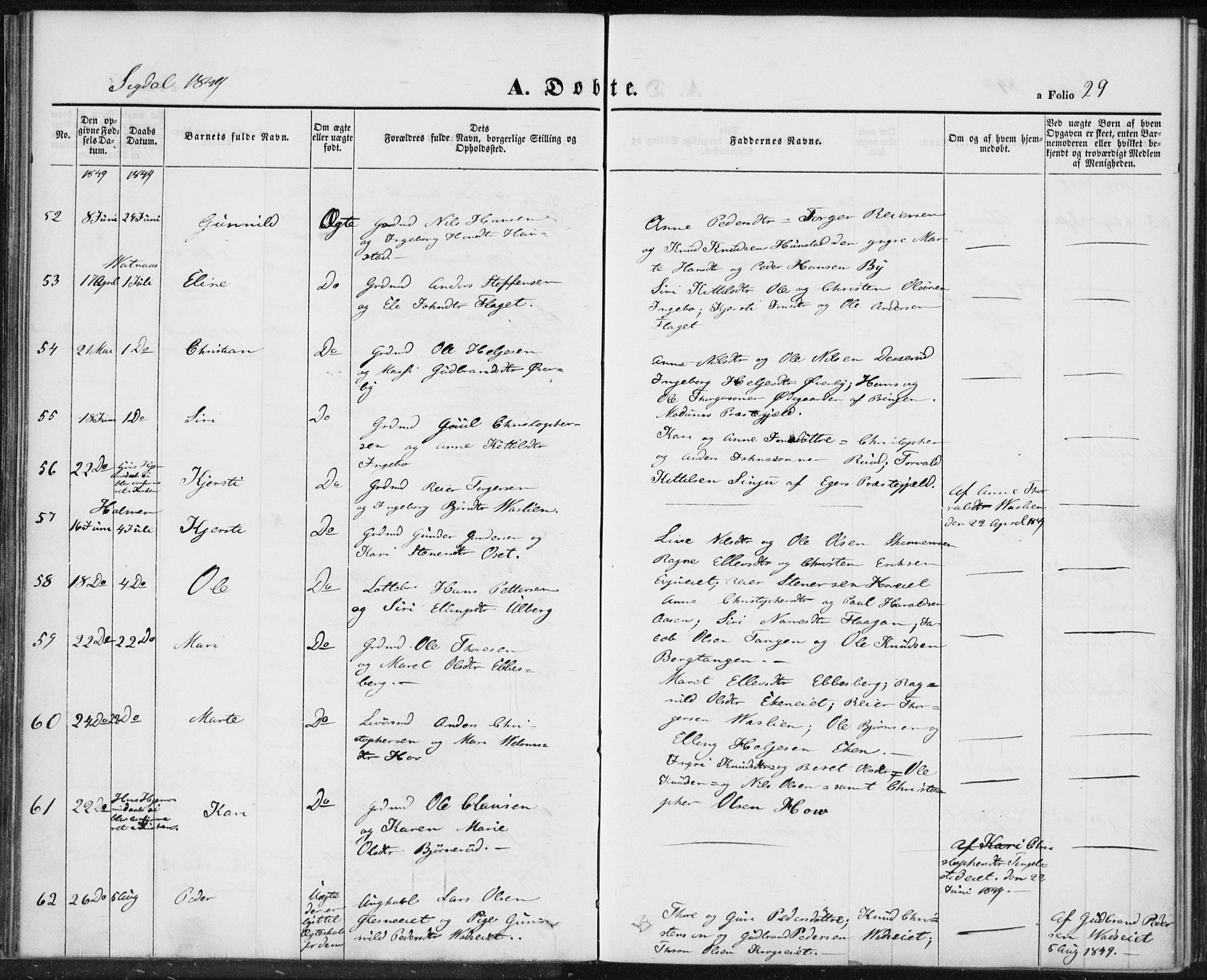 Sigdal kirkebøker, AV/SAKO-A-245/F/Fa/L0007: Ministerialbok nr. I 7, 1844-1849, s. 29