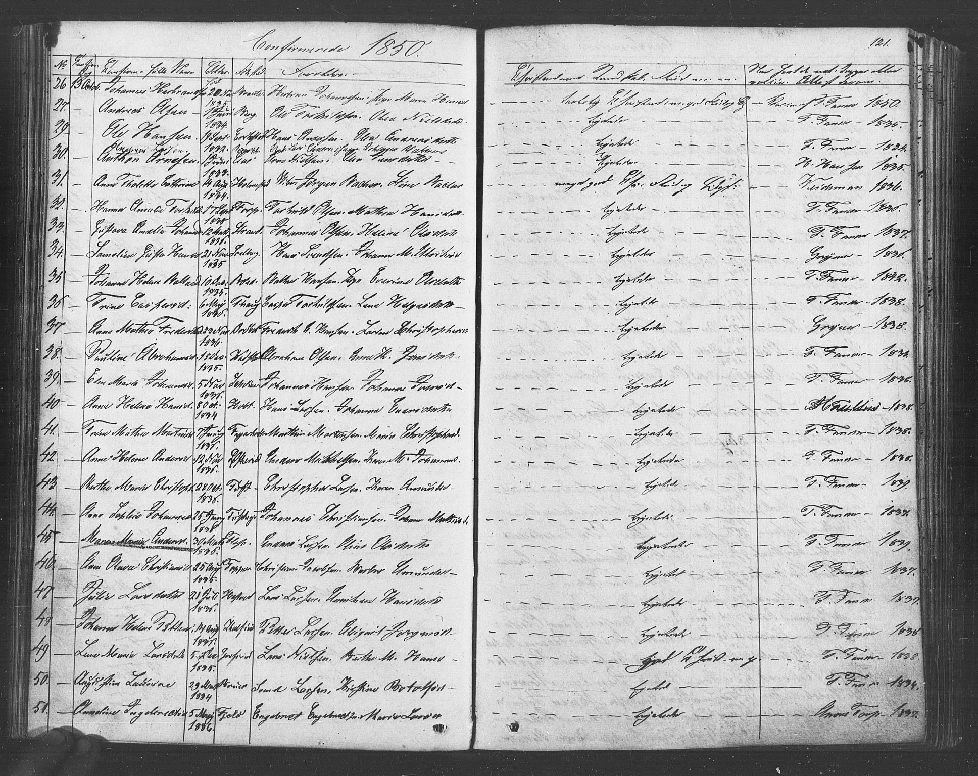 Vestby prestekontor Kirkebøker, AV/SAO-A-10893/F/Fa/L0007: Ministerialbok nr. I 7, 1850-1862, s. 121