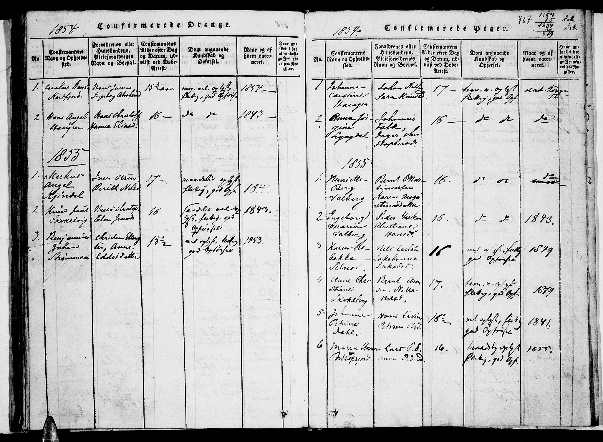 Ministerialprotokoller, klokkerbøker og fødselsregistre - Nordland, SAT/A-1459/884/L1195: Klokkerbok nr. 884C01, 1837-1867, s. 466-467