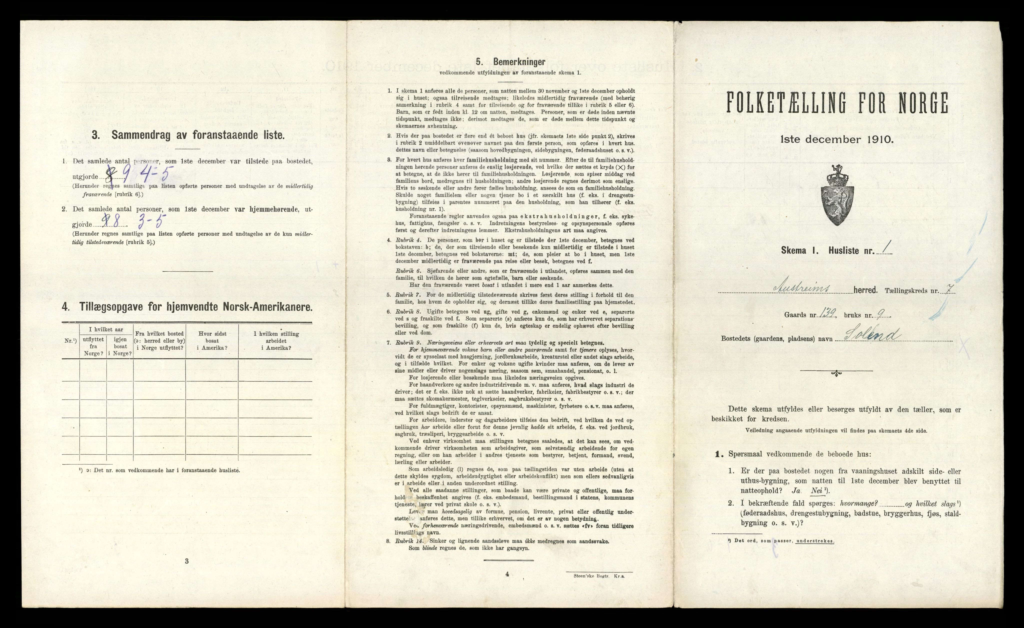 RA, Folketelling 1910 for 1264 Austrheim herred, 1910, s. 420