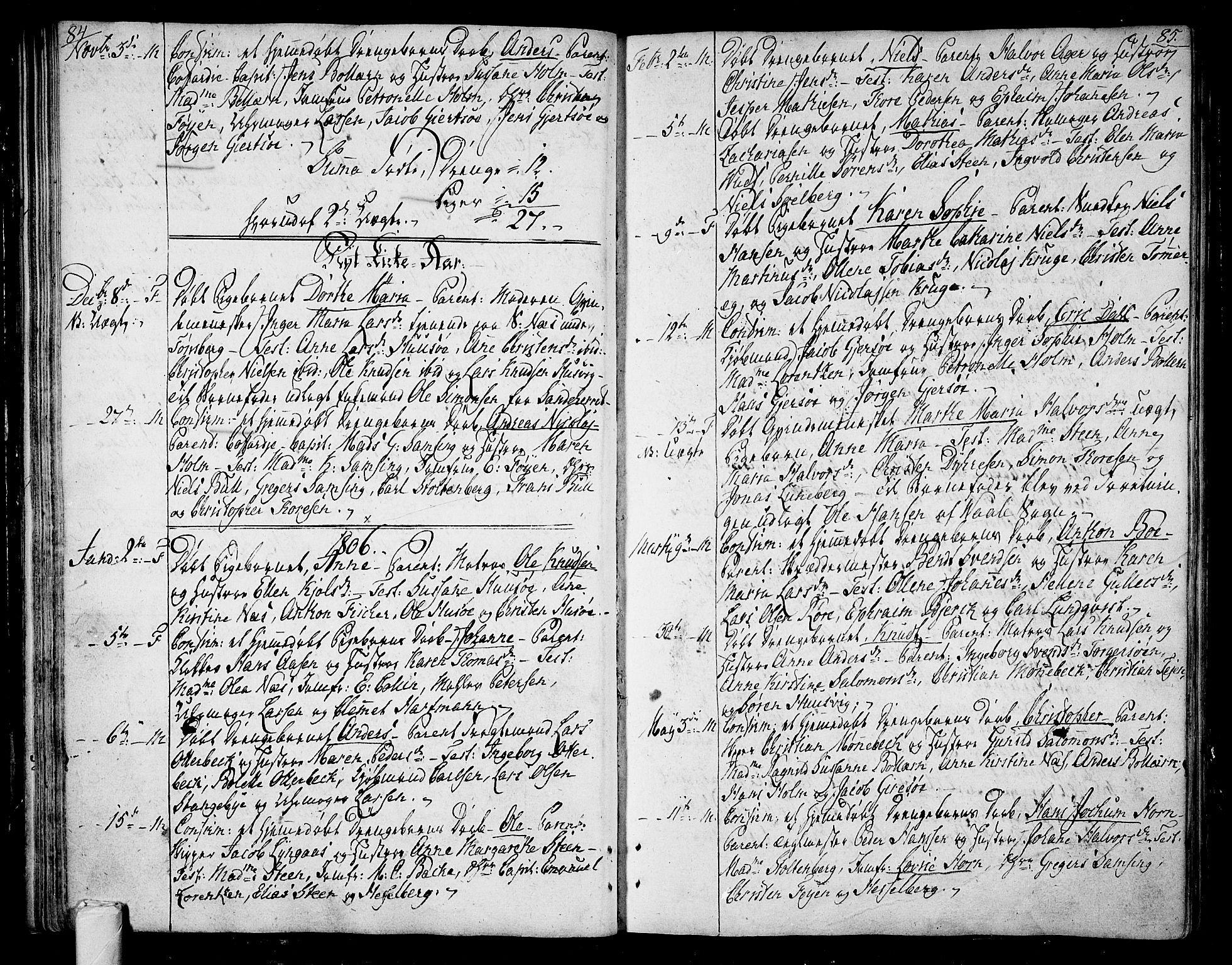 Tønsberg kirkebøker, AV/SAKO-A-330/F/Fa/L0003: Ministerialbok nr. I 3, 1797-1814, s. 84-85