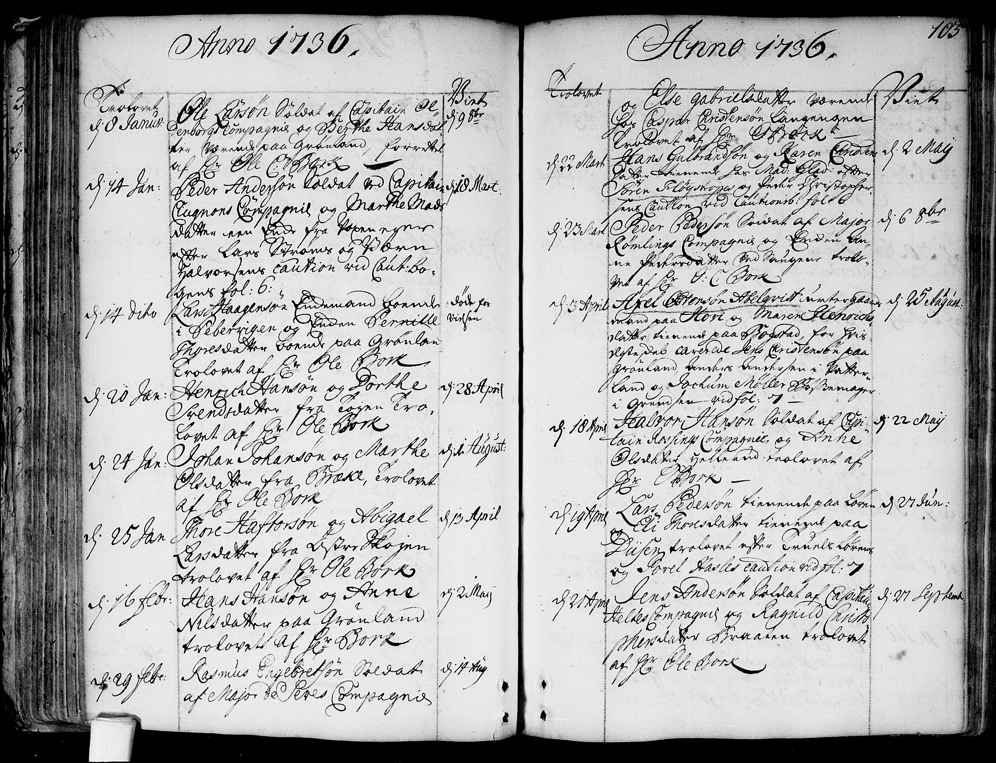 Aker prestekontor kirkebøker, SAO/A-10861/F/L0007: Ministerialbok nr. 7, 1734-1748, s. 105