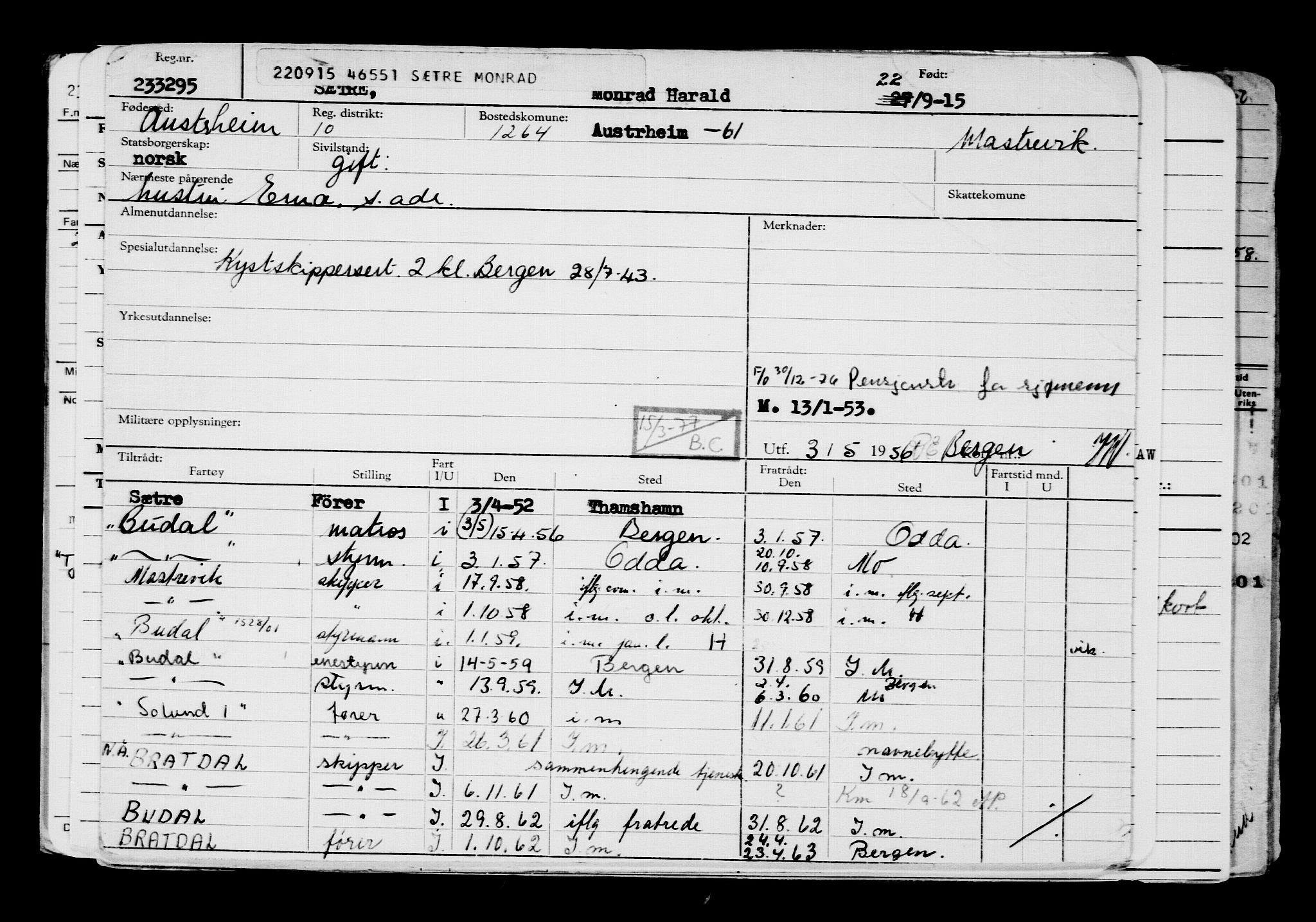 Direktoratet for sjømenn, AV/RA-S-3545/G/Gb/L0133: Hovedkort, 1915, s. 231