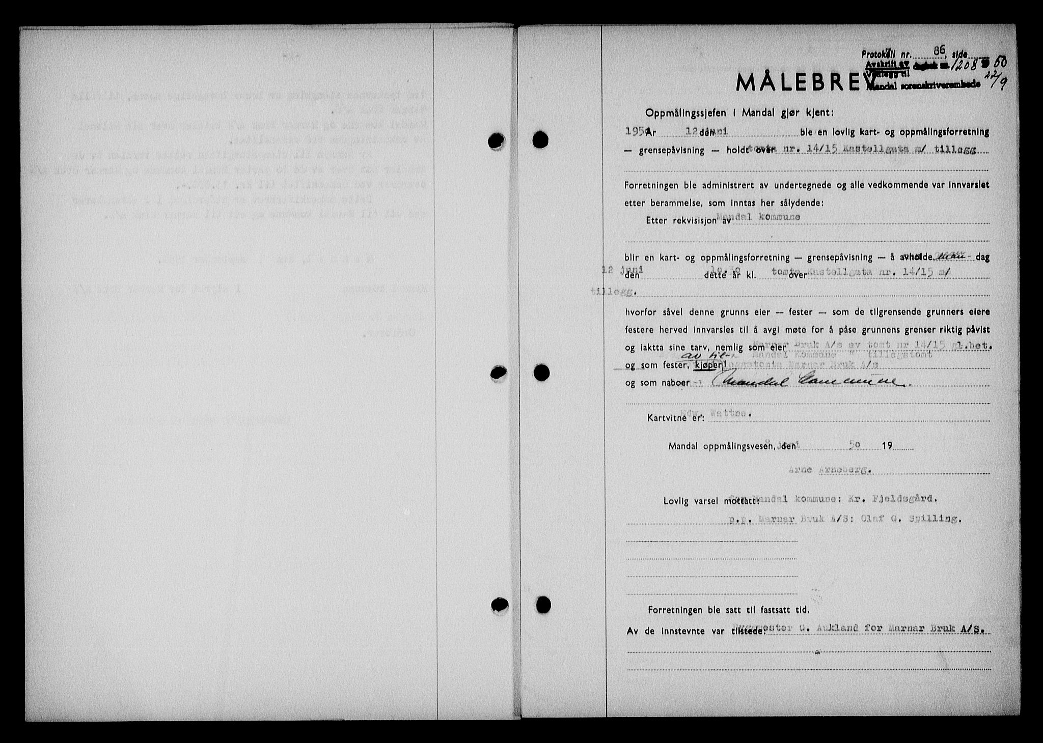 Mandal sorenskriveri, SAK/1221-0005/001/G/Gb/Gba/L0083: Pantebok nr. A-20, 1950-1951, Dagboknr: 1208/1950