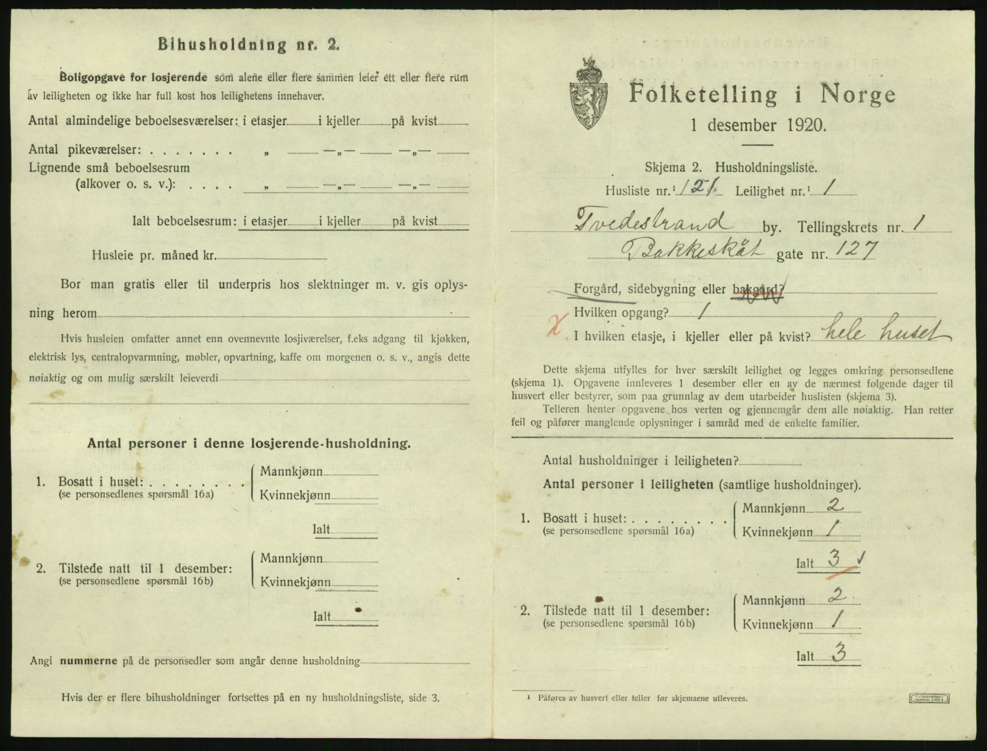 SAK, Folketelling 1920 for 0902 Tvedestrand ladested, 1920, s. 907