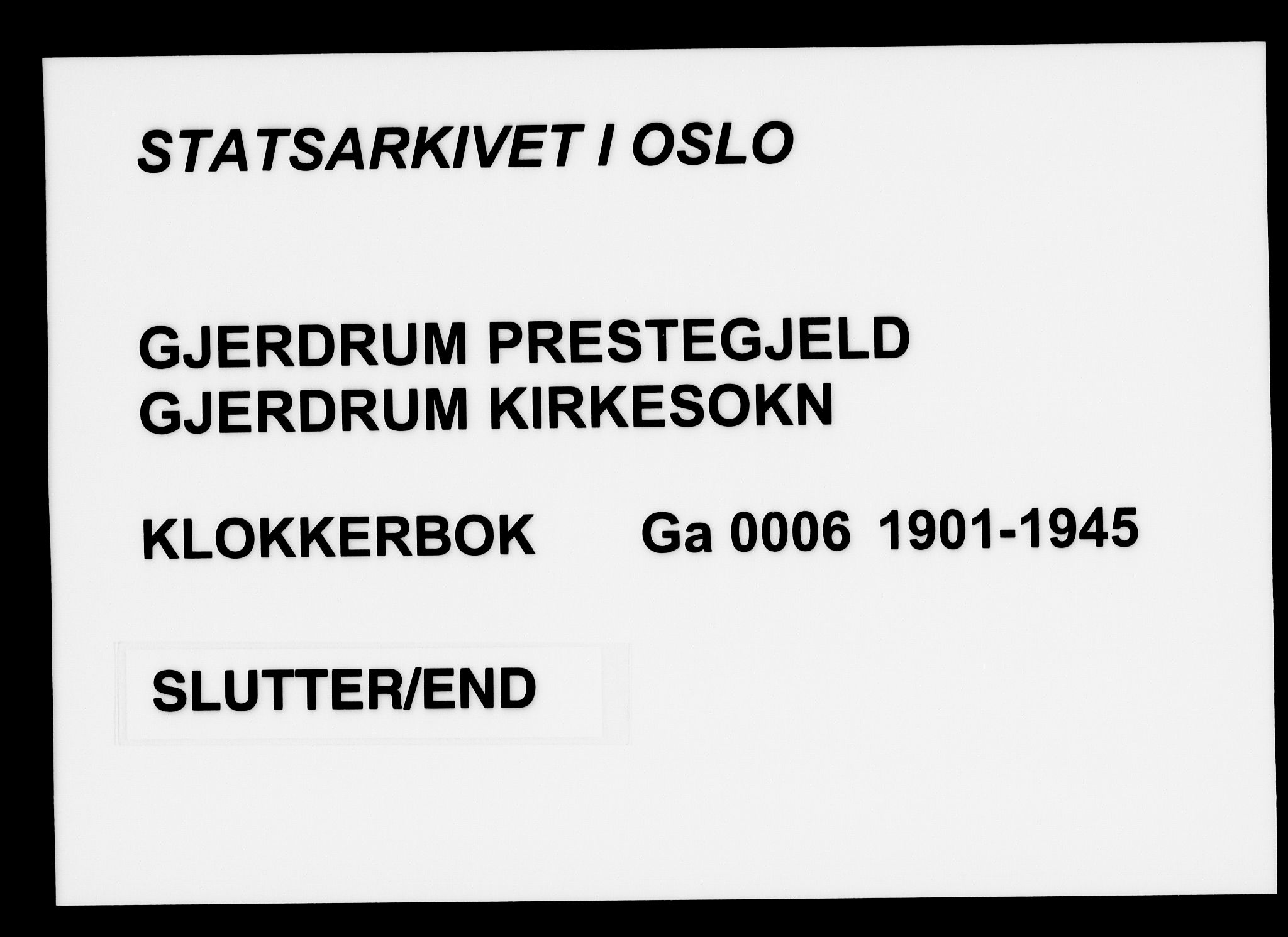 Gjerdrum prestekontor Kirkebøker, SAO/A-10412b/G/Ga/L0006: Klokkerbok nr. I 6, 1901-1945