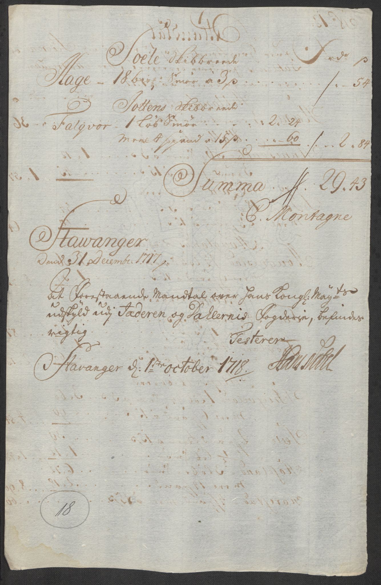 Rentekammeret inntil 1814, Reviderte regnskaper, Fogderegnskap, RA/EA-4092/R46/L2742: Fogderegnskap Jæren og Dalane, 1717, s. 108